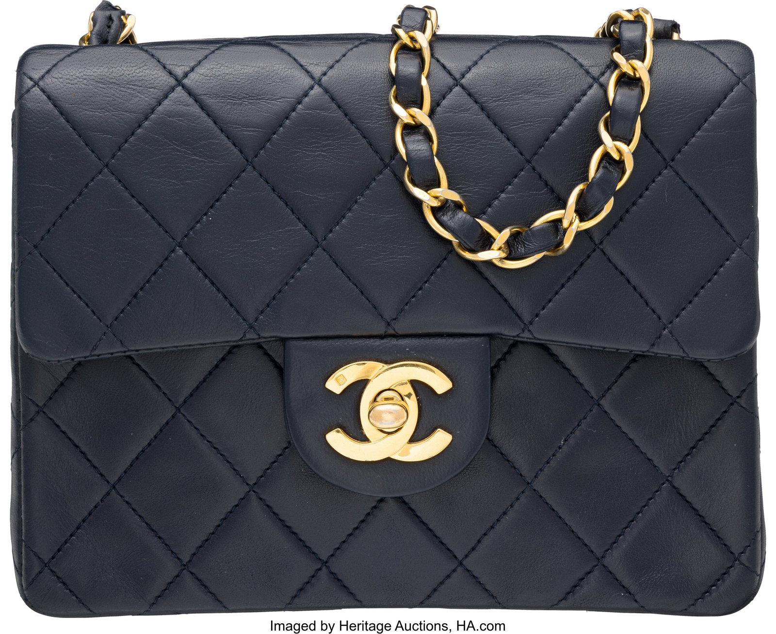 Chanel Vintage Navy Blue Lambskin Leather Mini S (1 of 3)
