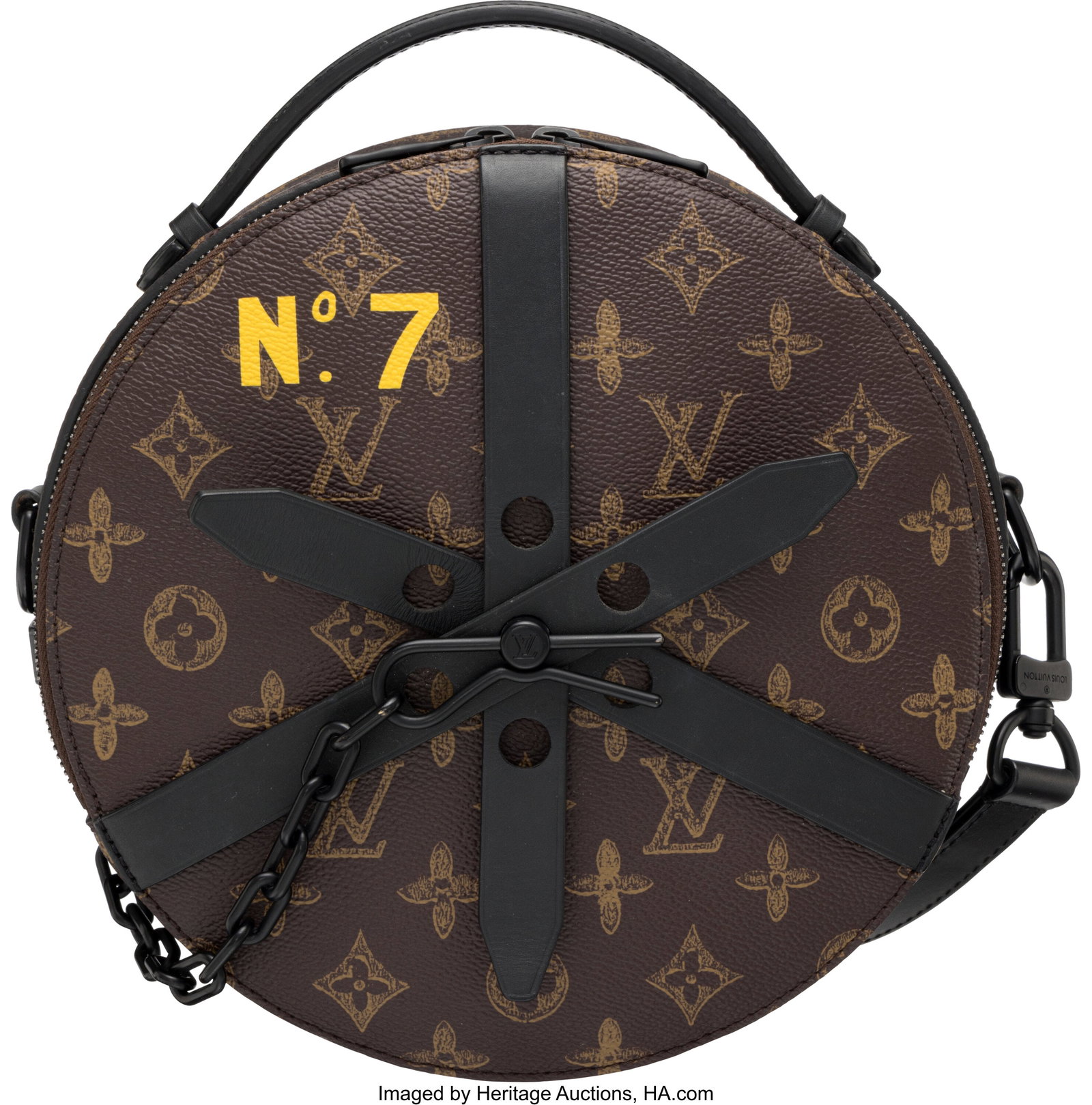 Louis Vuitton Monogram Coated Canvas Wheel Box B: Louis Vuitton Monogram Coated Canvas Wheel Box Bag No.7 Trunk L'Oeil Spring/Summer 2022 Condition: 2 9" Width x 9" Width x 3" Depth This bag is done in Monogram Coated Canvas and