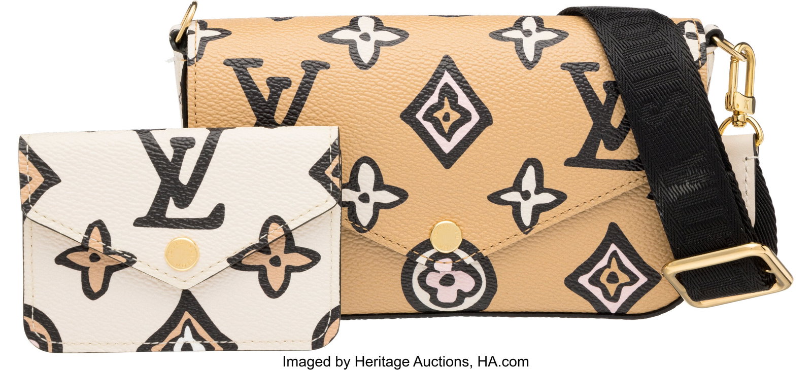 Louis Vuitton Wild At Heart Monogram Coated Canv: Louis Vuitton Wild At Heart Monogram Coated Canvas Felicie Strap & Go Bag 2021 Condition: 1 7" Width x 4" Height x 1.5" Depth This bag is done in Wild At Heart monogram coated canvas