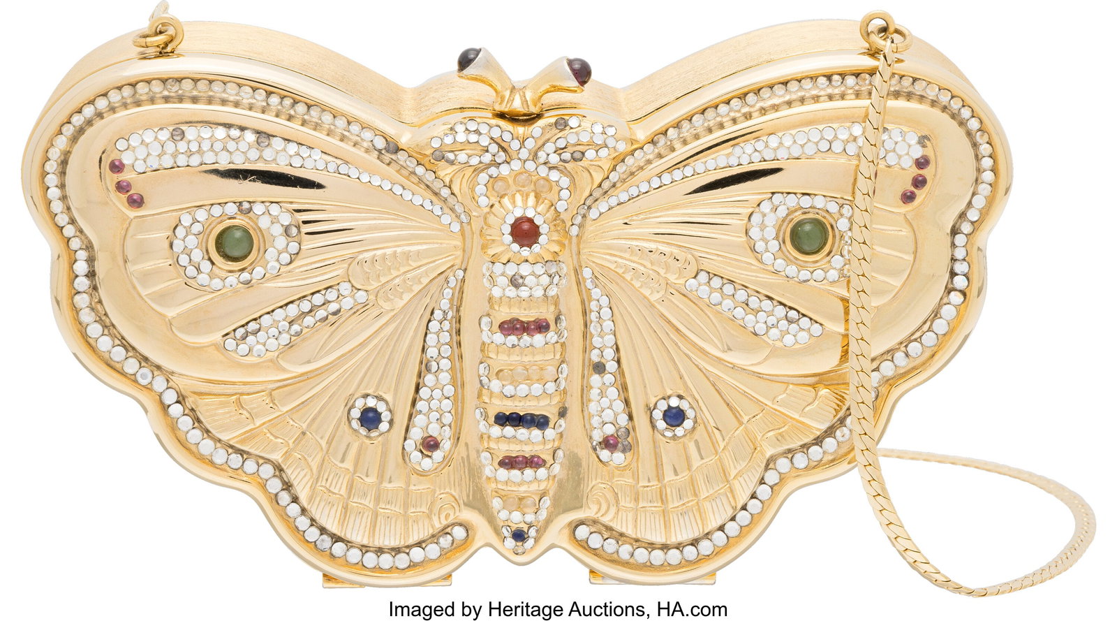 Judith Leiber Brushed Gold Crystal Butterfly Min (1 of 2)