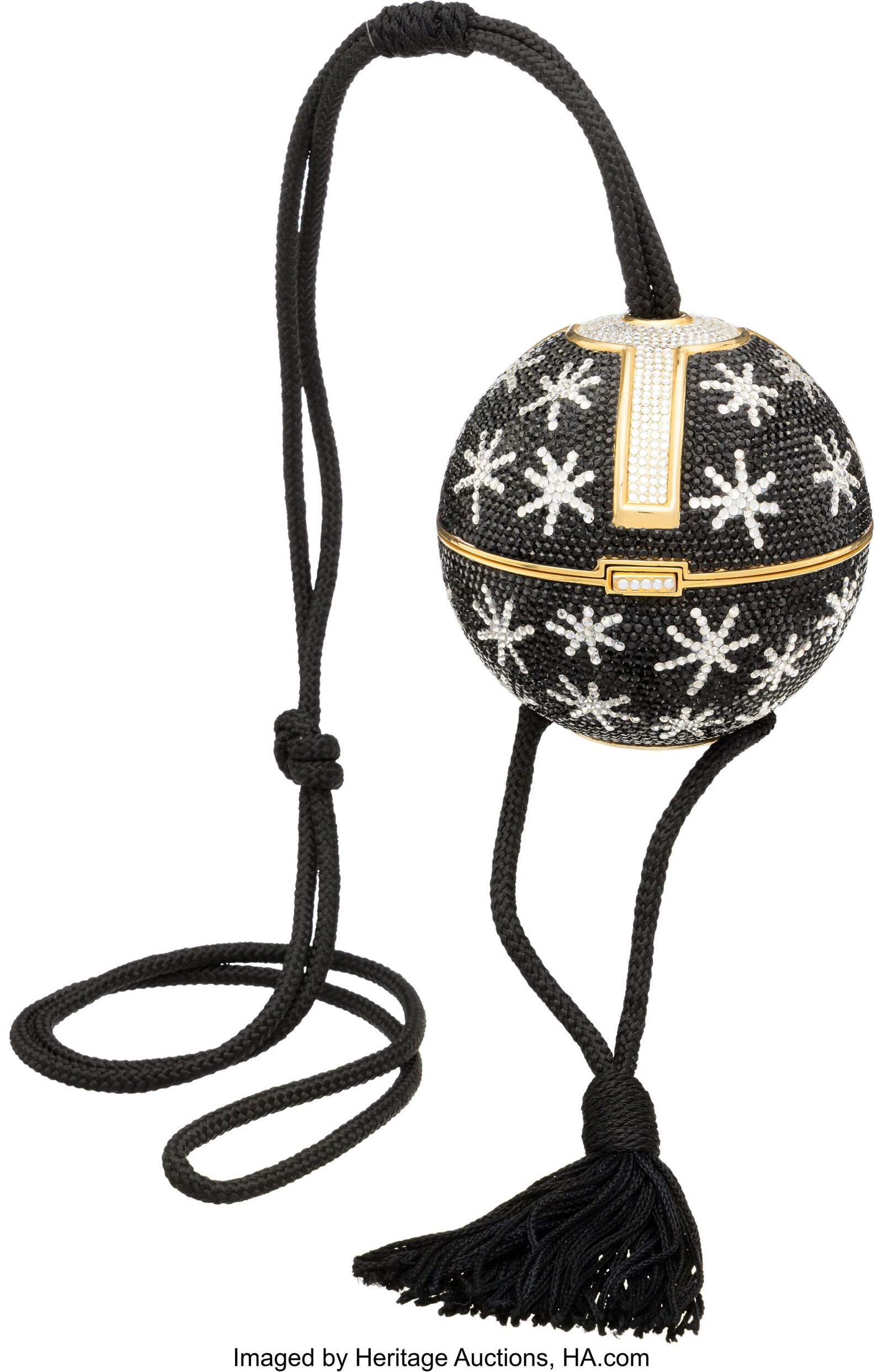 Judith Leiber Black & Silver Crystal Sphere Mina (1 of 3)