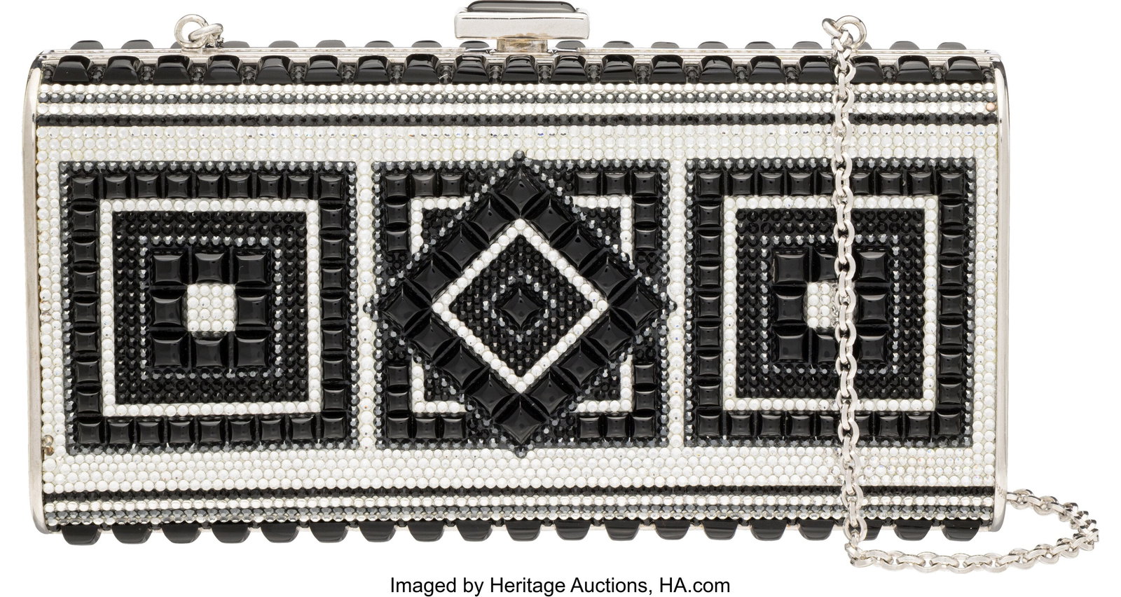 Judith Leiber Black & Silver Crystal Rectangle M (1 of 2)