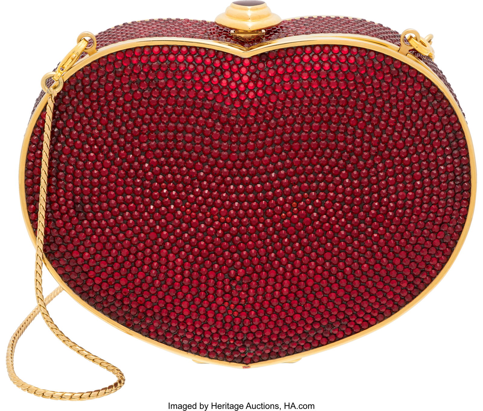 Judith Leiber Full Bead Red Crystal Heart Minaud (1 of 3)