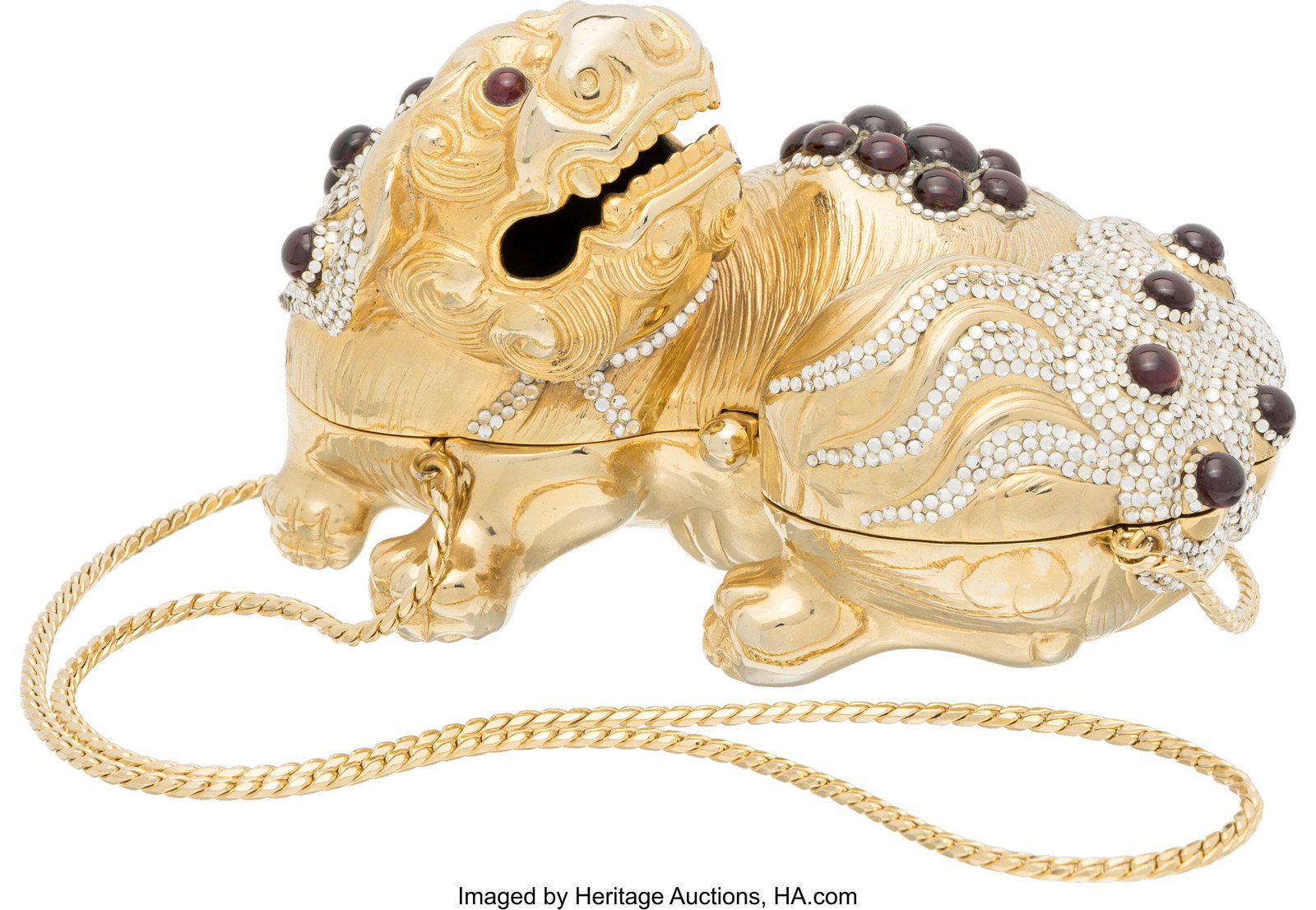 Judith Leiber Half Bead Gold Crystal Foo Dog Min (1 of 2)