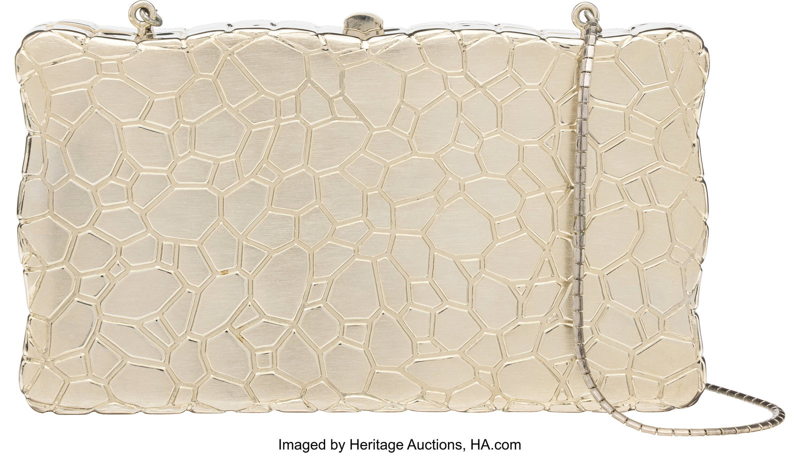 Judith Leiber Gold Animal Skin Embossed Minaudière with Gold Hardware (1 of 2)