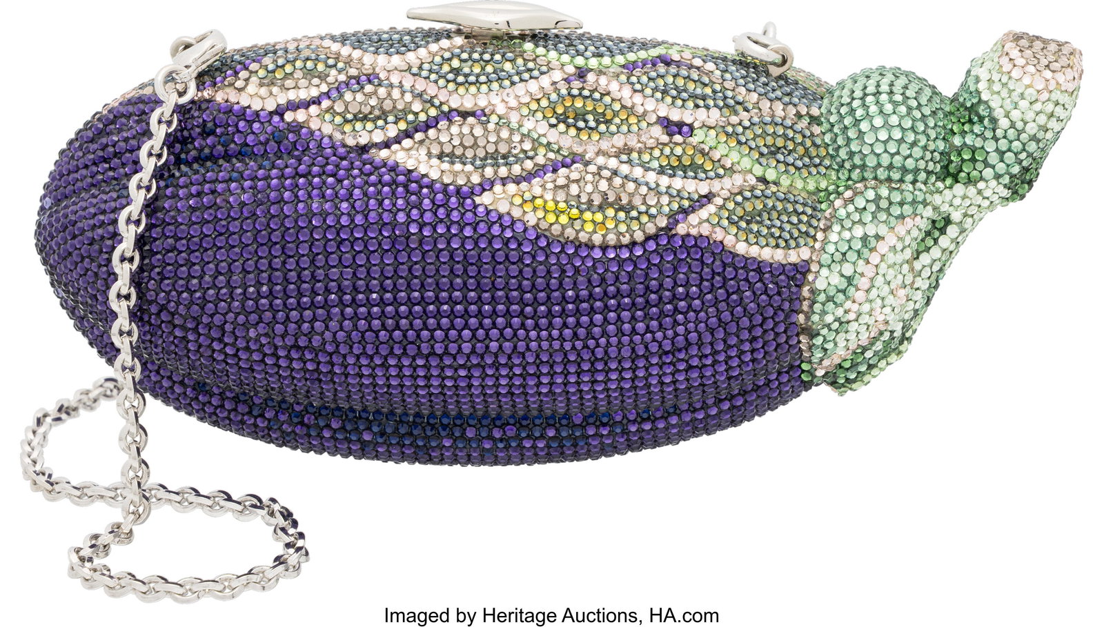 Judith Leiber Purple & Green Crystal Eggplant Mi (1 of 3)