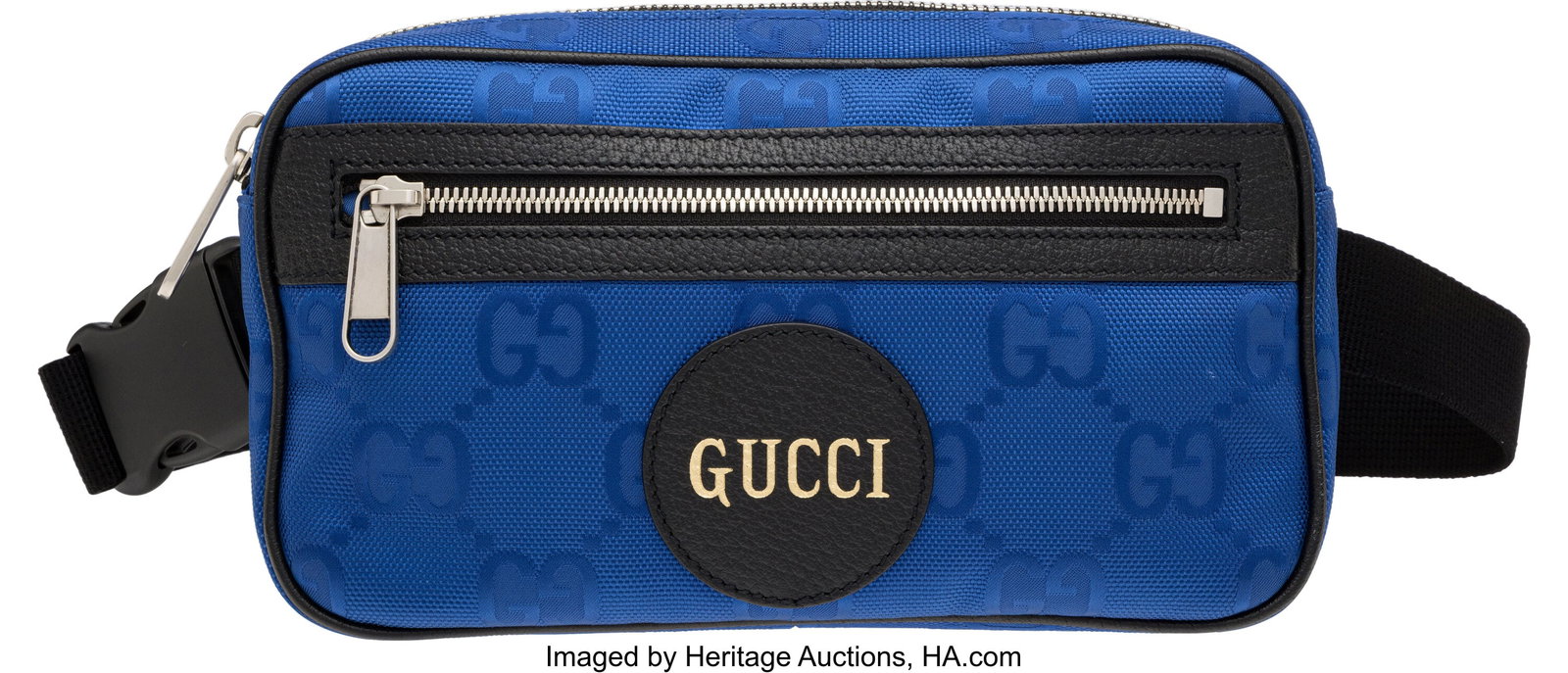 Gucci Blue GG Nylon Off The Grid Belt Bag Condi: Gucci Blue GG Nylon Off The Grid Belt Bag Condition: 2 9.25" Width x 5.75" Height x 2.25" Depth This bag is done in Blue GG Nylon with Silver Hardware, featuring an