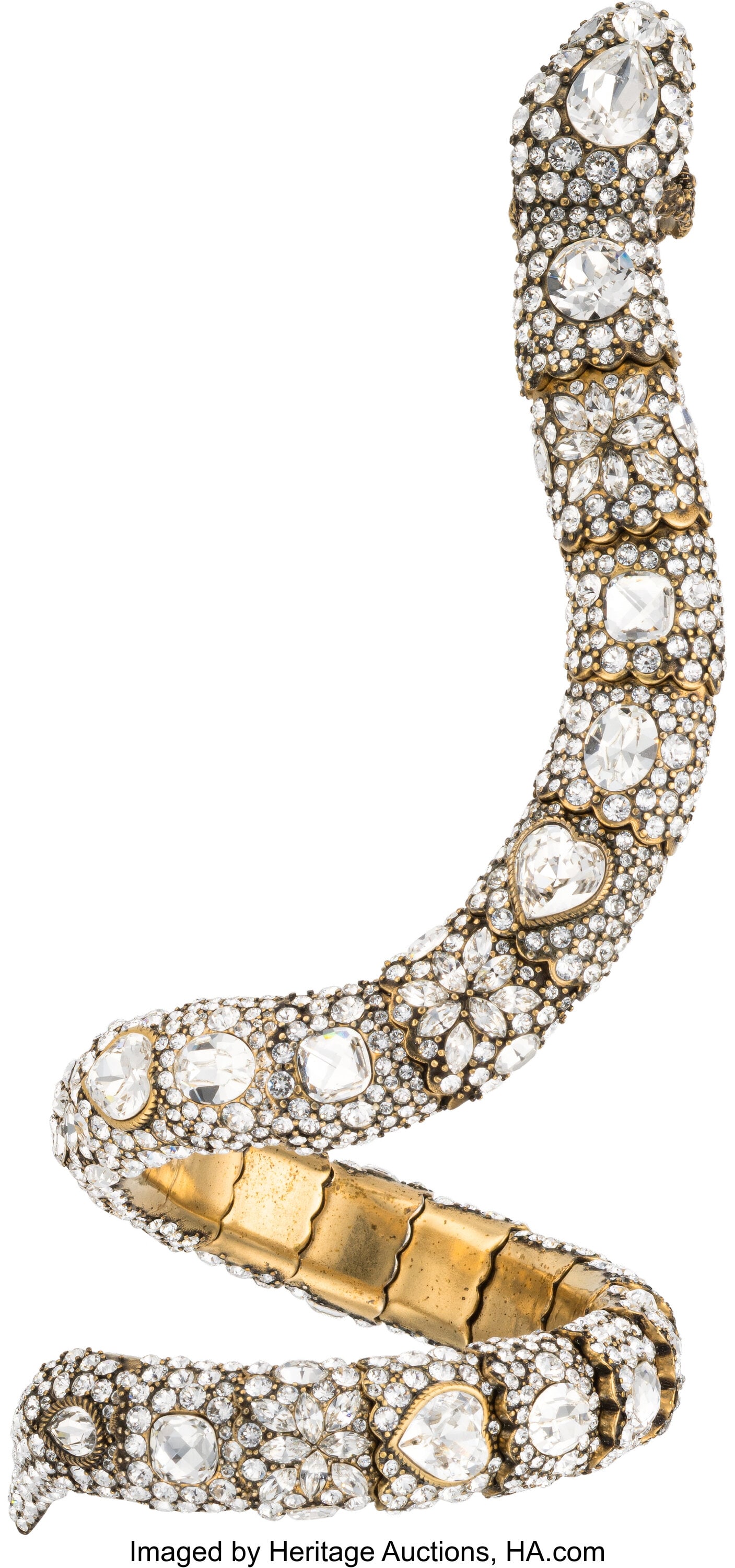 Gucci Crystal Snake Bracelet with Aged Gold Hard (1 of 3)