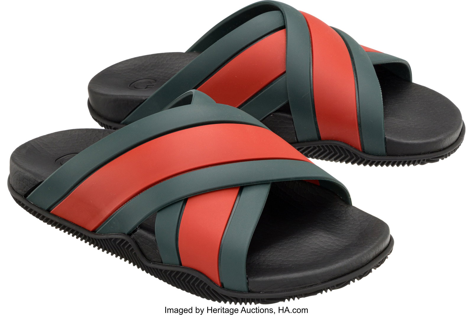 Gucci Black, Red, and Green Web Accent Rubber Sl (1 of 3)