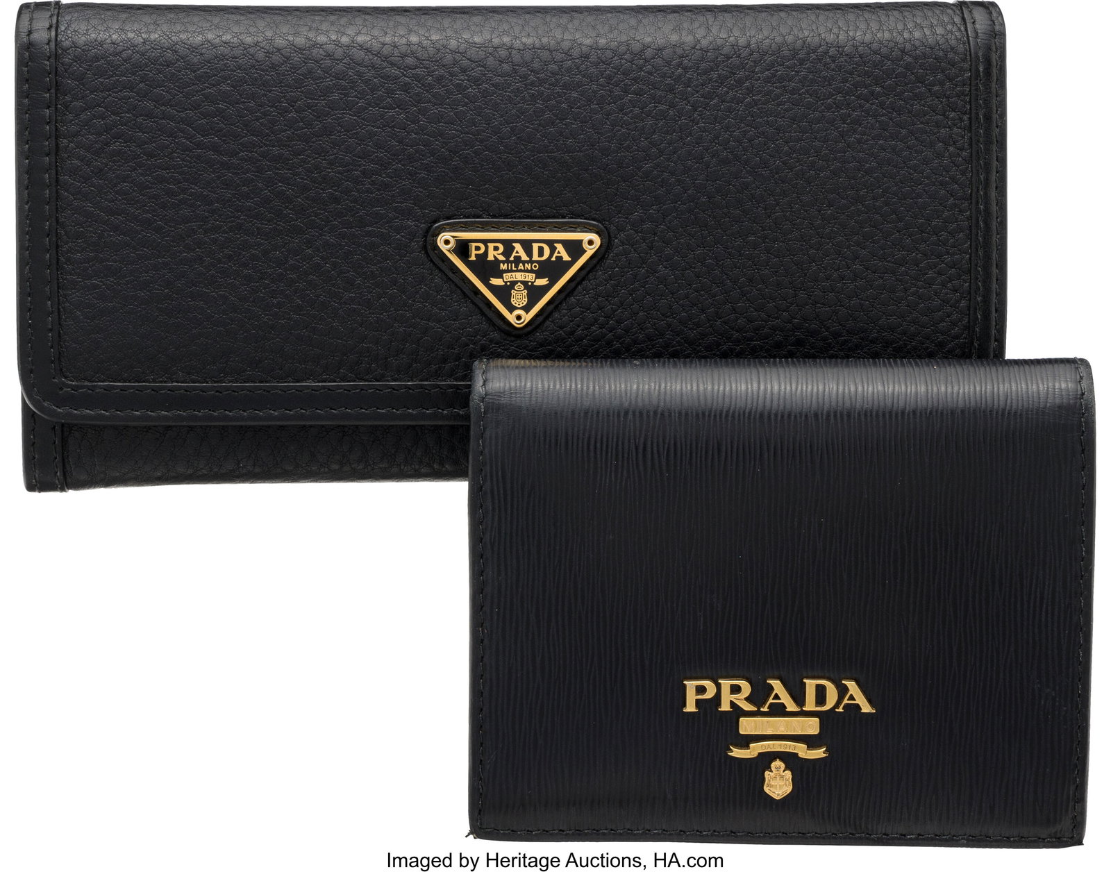 Prada Set of Two: Black Leather Wallets See Exte (1 of 2)