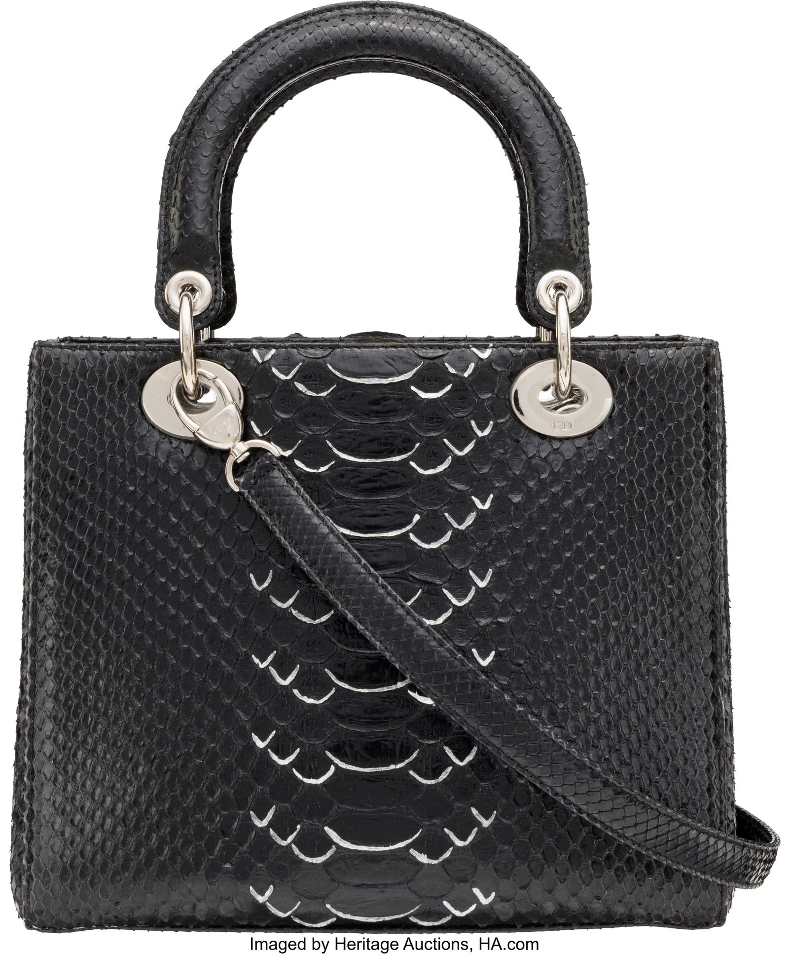 Christian Dior Black Python Medium Lady Dior Bag - 2