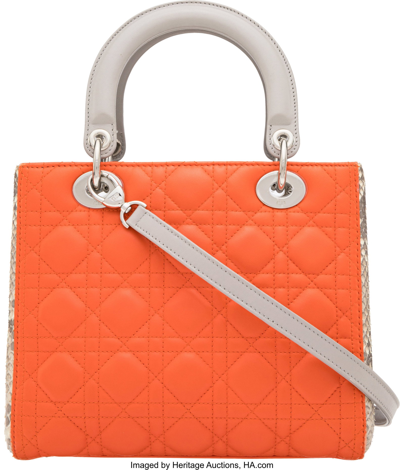Christian Dior Orange & Gray Leather and Python  - 2