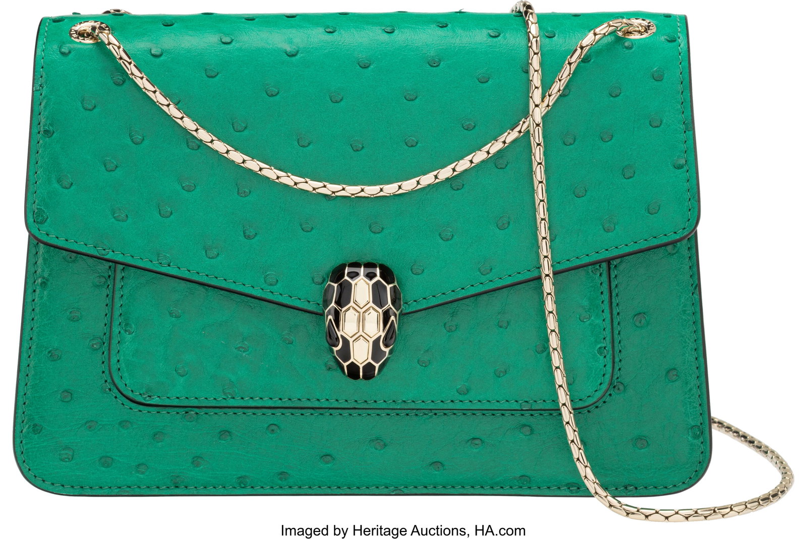 Bulgari Green Ostrich Serpenti Forever Shoulder  (1 of 4)