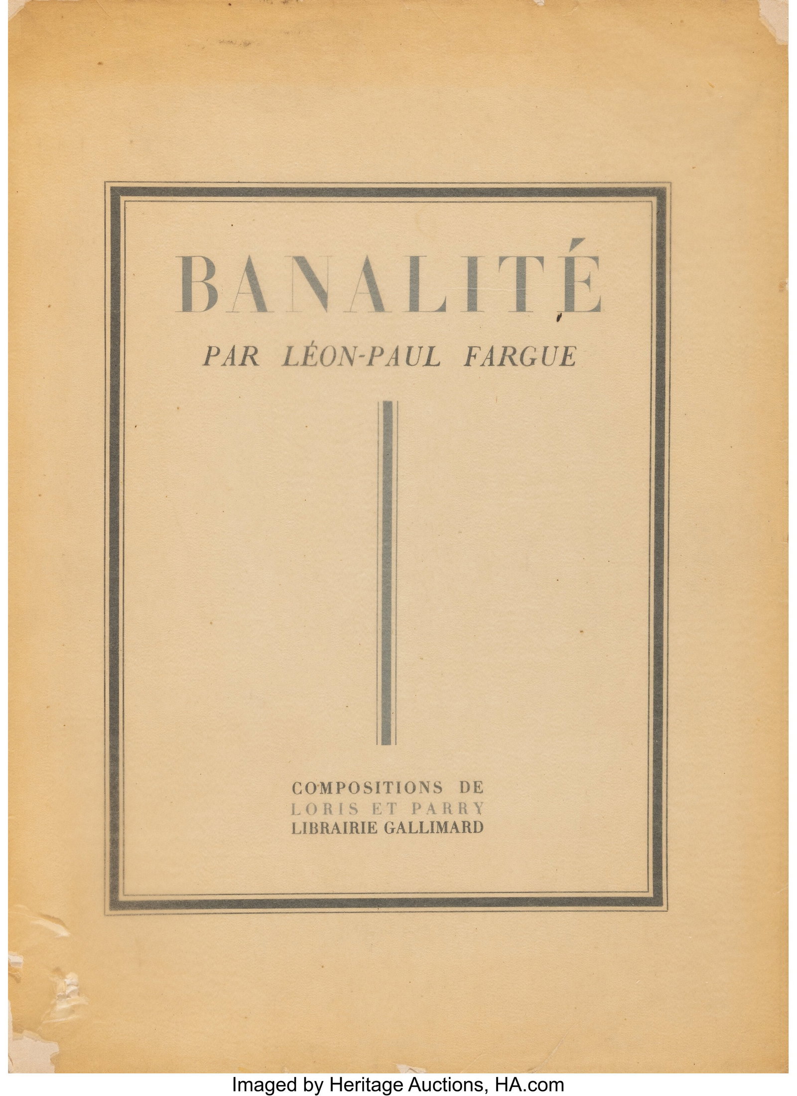 Léon-Paul Fargue (French, 1876-1947) Banalité, (1 of 3)