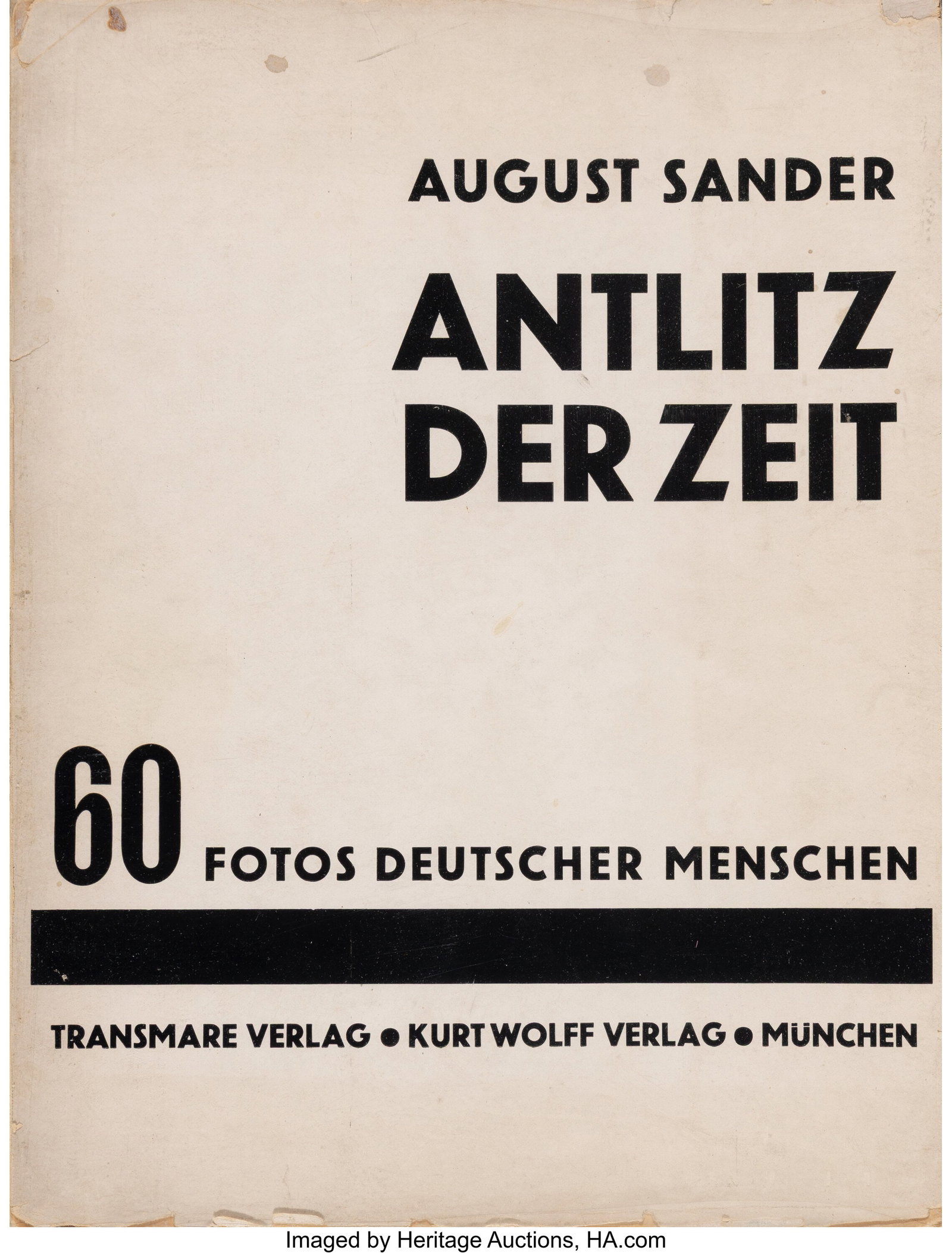 August Sander (German, 1876-1964) Antlitz Der Z (1 of 4)