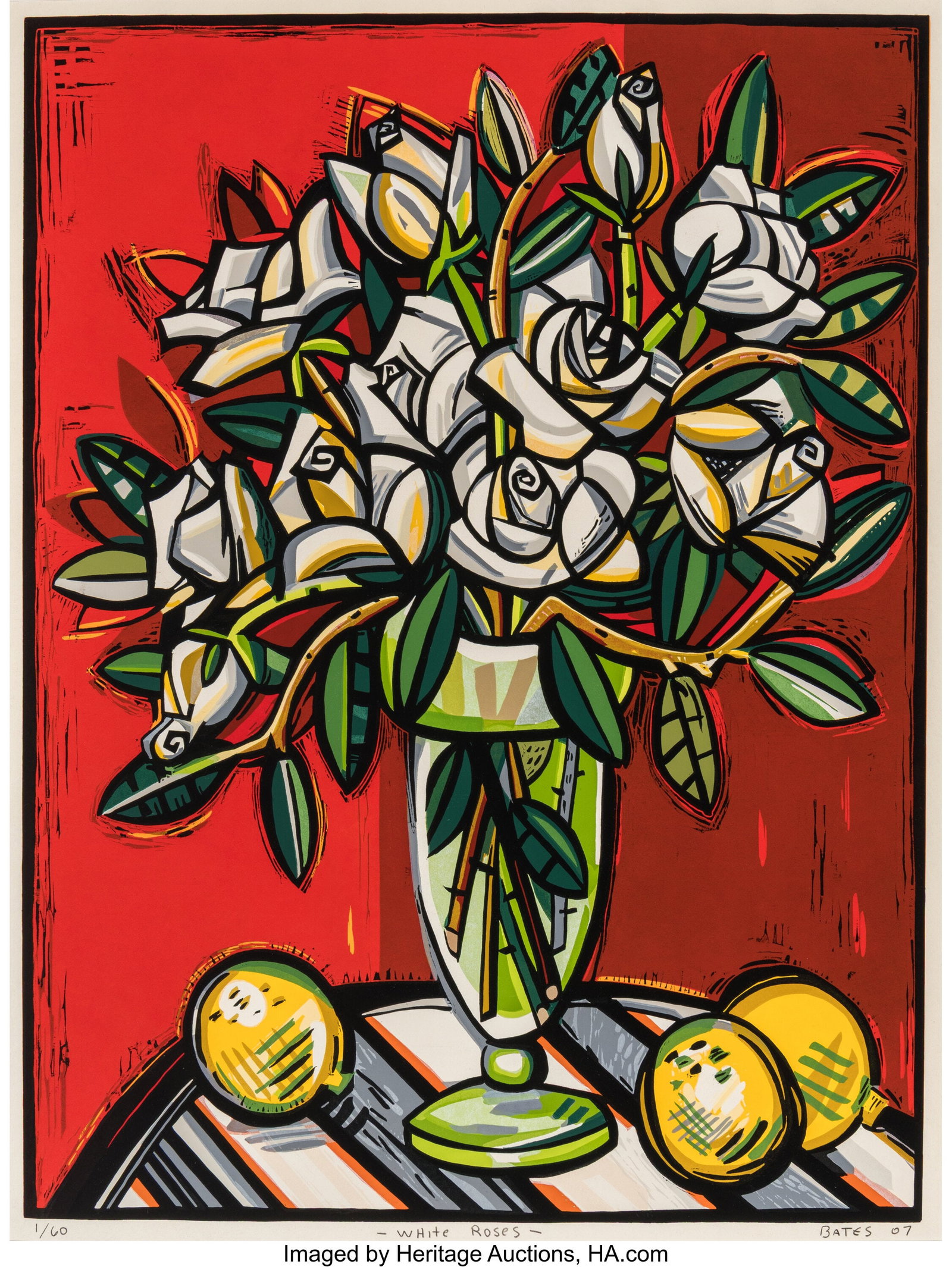 David Bates (American, b. 1952) White Roses, 200 (1 of 2)