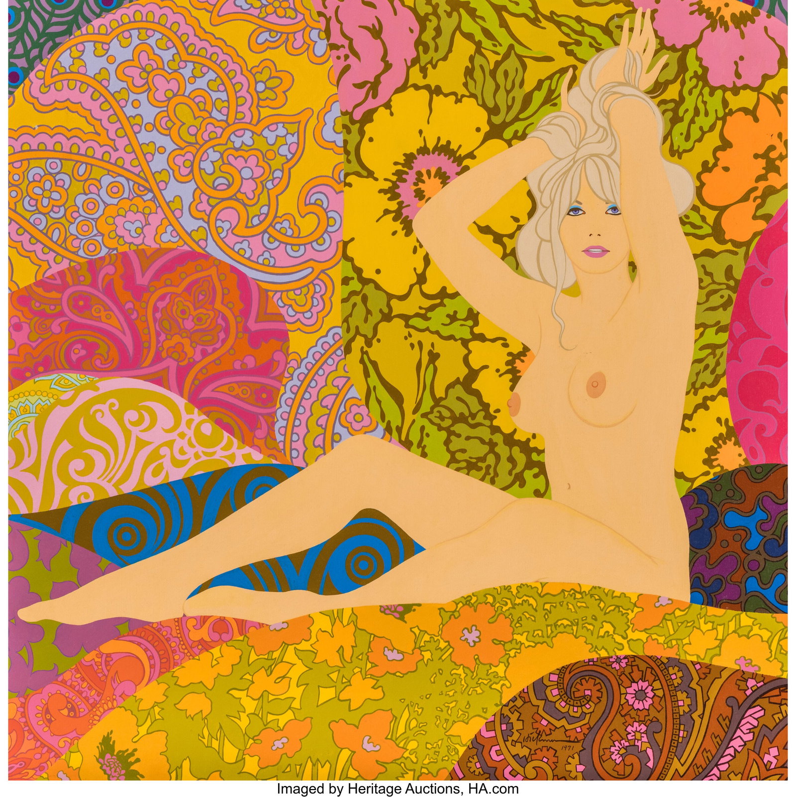 David Hickman (American, 1937-2010) Nude, 1971 A: David Hickman (American, 1937-2010) Nude, 1971 Acrylic on canvas 30 x 30 inches (76.2 x 76.2 cm) Signed and dated lower right: Hickman / 1971 PR