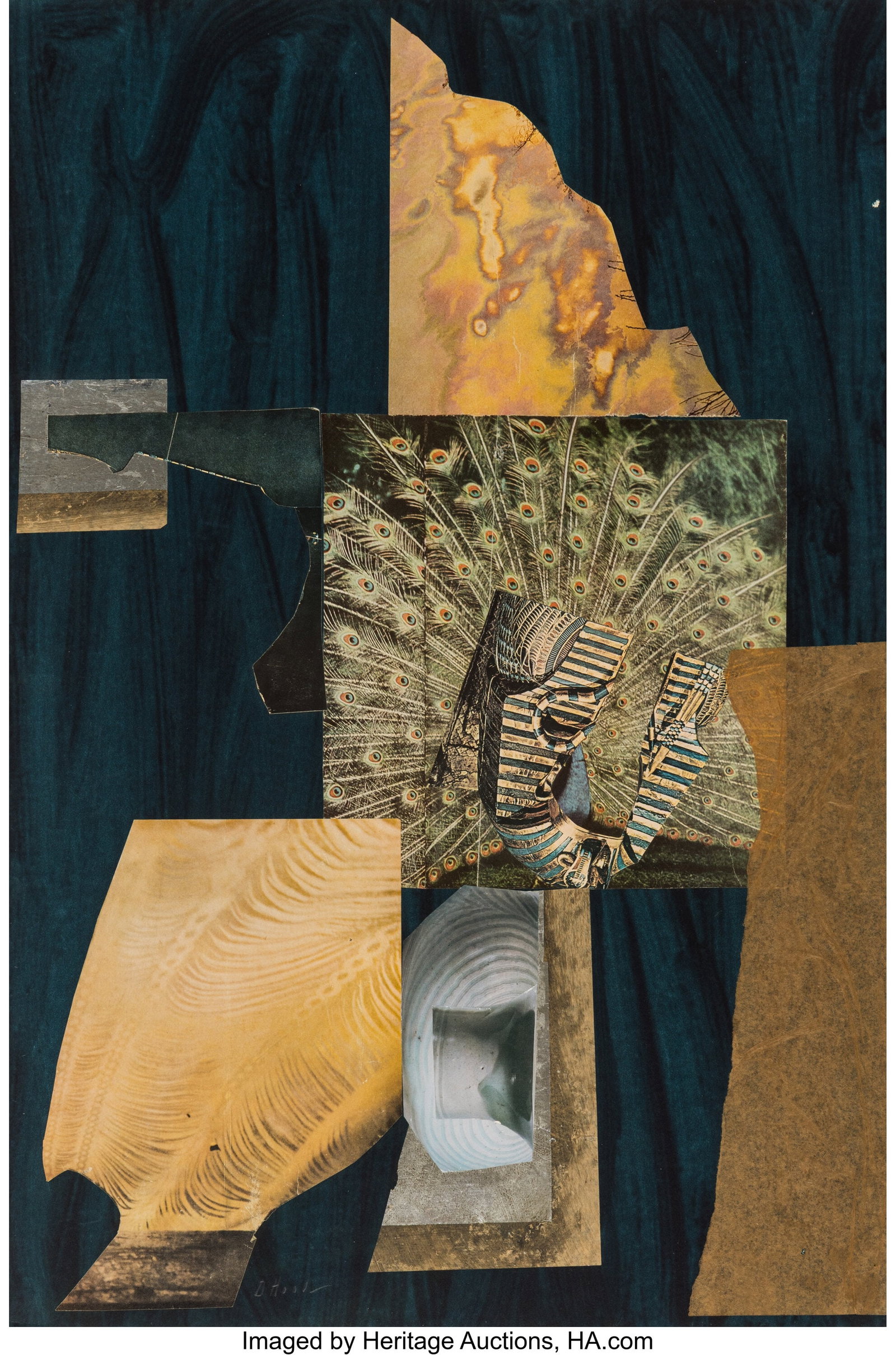 Dorothy Hood (American, 1918-2000) Egypt and Pea: Dorothy Hood (American, 1918-2000) Egypt and Peacock, circa 1982-1997 Mixed media collage on card 30 x 20 inches (76.2 x 50.8 cm) Signed lower left: