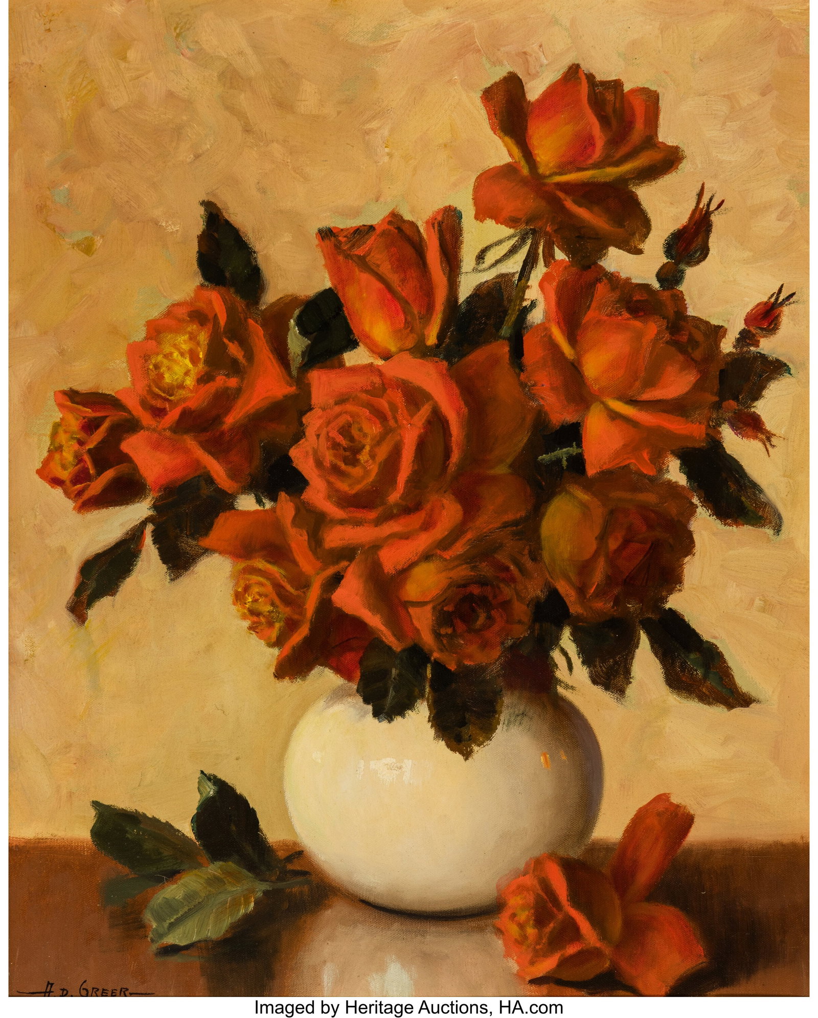 A.D. Greer (American, 1904-1998) Red Roses Oil o (1 of 3)