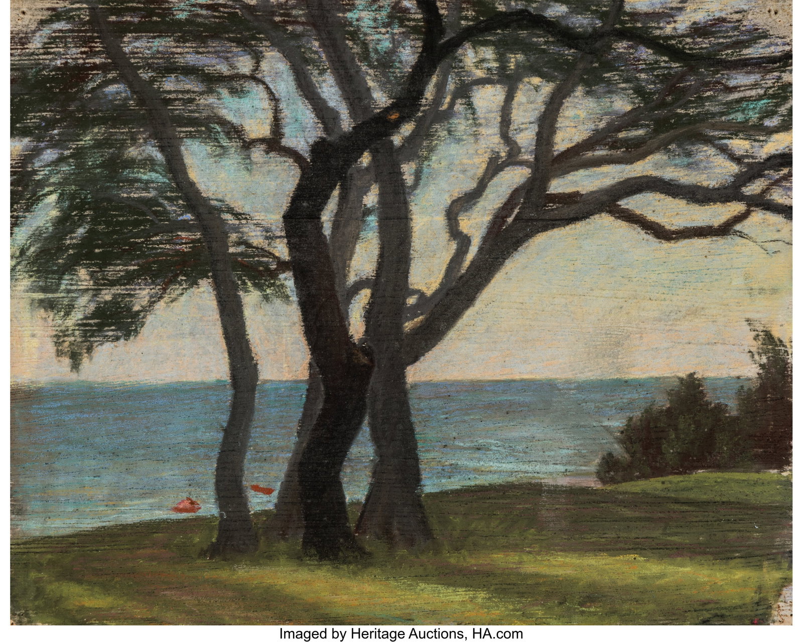 Josephine Oliver (American, 1908-1991) Trees Alo: Josephine Oliver (American, 1908-1991) Trees Along the Water's Edge, early 20th century Pastel on board 8 x 10 inches (20.3 x 25.4 cm) (board) P