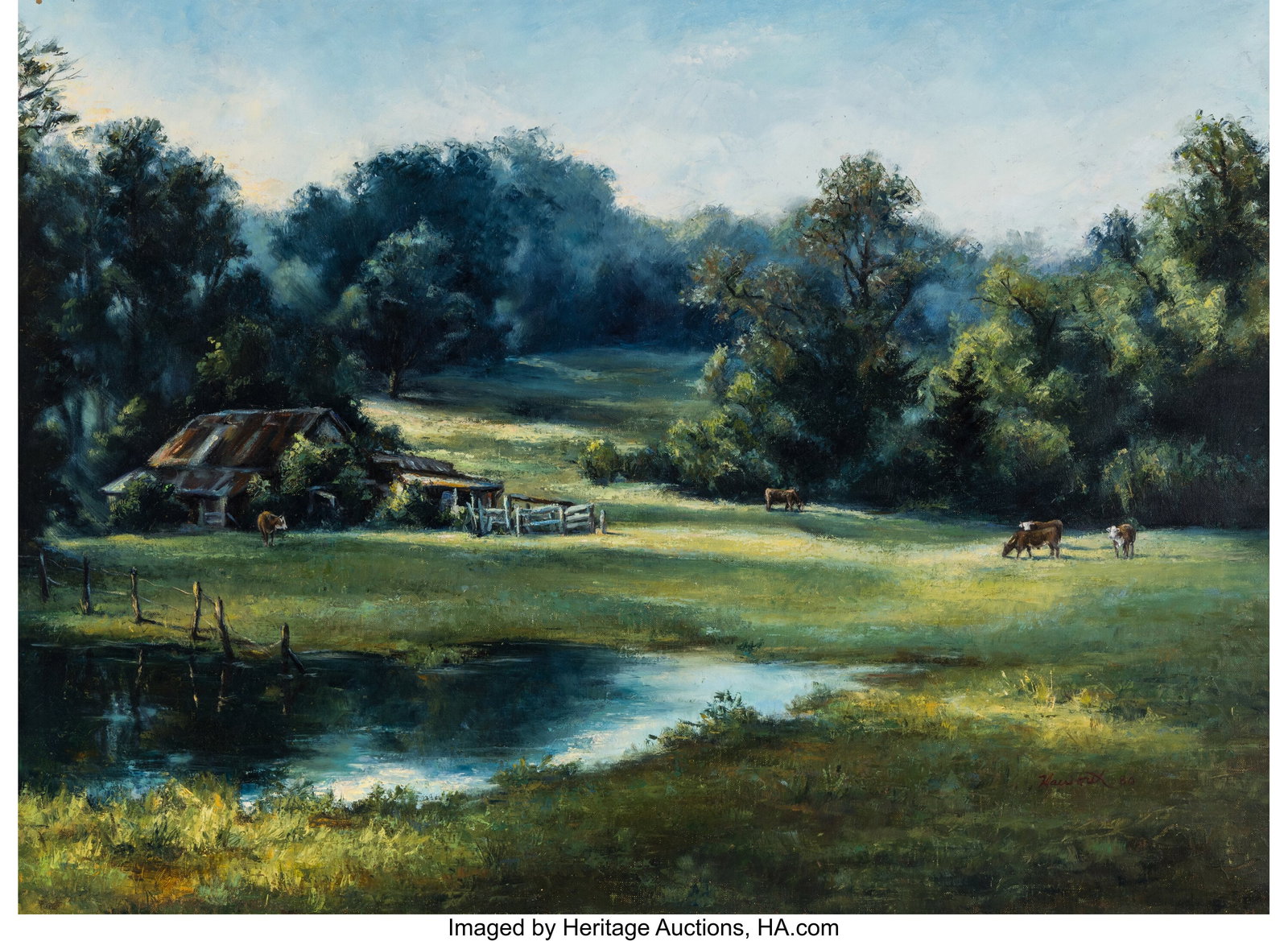Mark Haworth (American, b. 1952) Cow Pasture, 19: Mark Haworth (American, b. 1952) Cow Pasture, 1980 Oil on canvas 22 x 30 inches (55.9 x 76.2 cm) Signed and dated lower right: Haworth 80 PRO