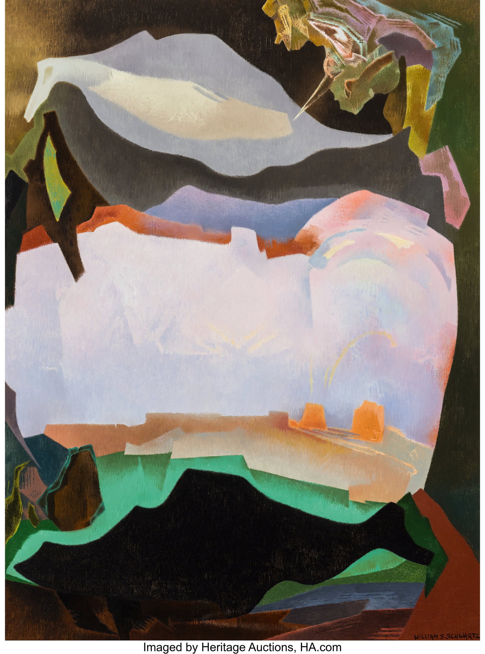 William S. Schwartz (1896-1977) Symphonic Forms : William S. Schwartz (1896-1977) Symphonic Forms #48 Oil on canvas 40 x 30 inches (101.6 x 76.2 cm) Signed lower right: William S. Schwartz
