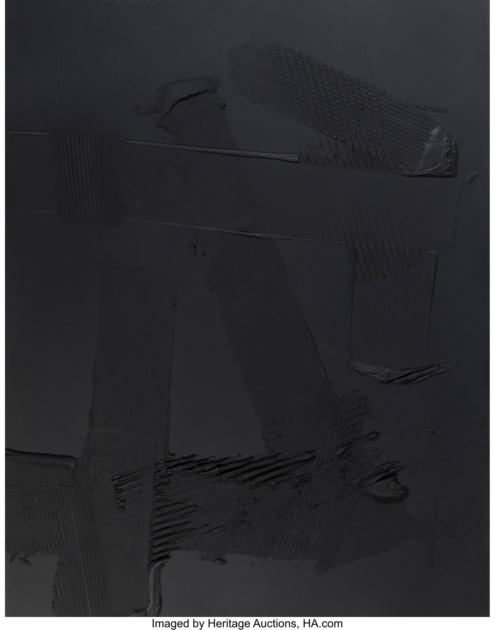 Anselm Reyle (b. 1970) Black Earth, 2007 Acrylic: Anselm Reyle (b. 1970) Black Earth, 2007 Acrylic and black gesso on canvas 95-1/4 x 75-1/2 inches (241.9 x 191.8 cm) Signed and dated on the