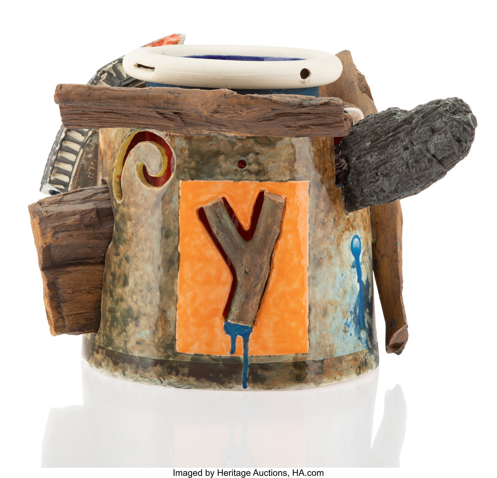 Robert H. Hudson (b. 1938) Untitled, 2002 Glazed: Robert H. Hudson (b. 1938) Untitled, 2002 Glazed ceramic 9-1/2 x 13-1/2 x 10-1/2 inches (24.1 x 34.3 x 26.7 cm) Signed and