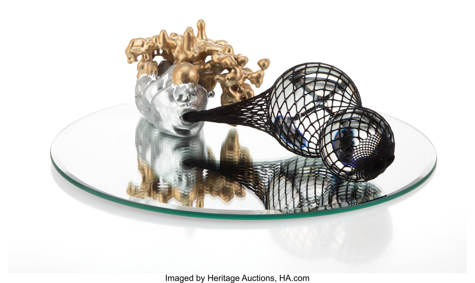 Meeson Pae (b. 1979) Scenario 03, 2022 Mixed med: Meeson Pae (b. 1979) Scenario 03, 2022 Mixed media with glass, netting, and mirror 4 x 12-7/8 x 12-7/8 inches (10.2 x 32.7 x 32.7