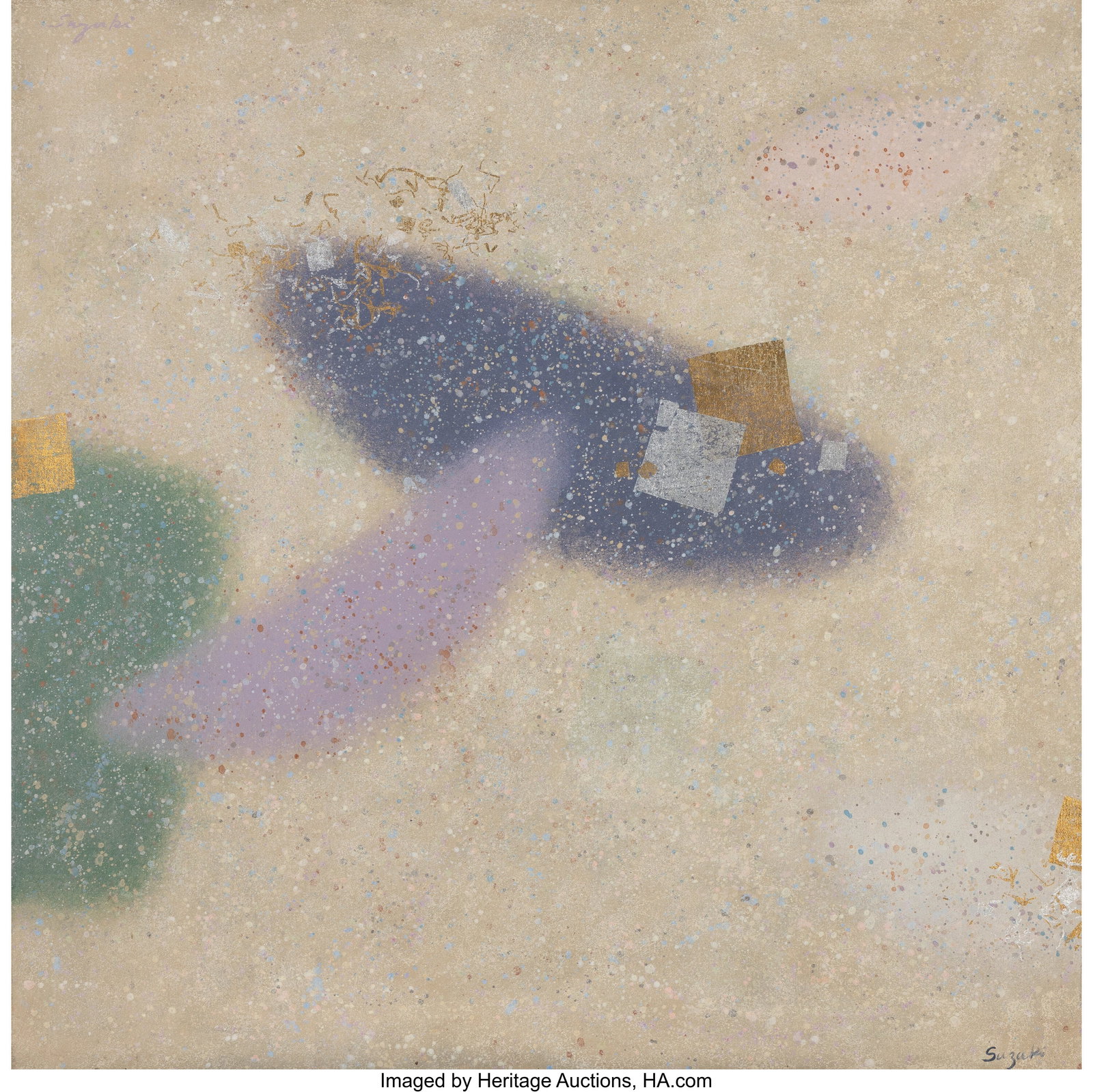 James Suzuki (1933-2022) Untitled Oil and gold a: James Suzuki (1933-2022) Untitled Oil and gold and silver leaf on canvas 48 x 48 inches (121.9 x 121.9 cm) Signed upper right: Suzuki PROVENANCE: Private 