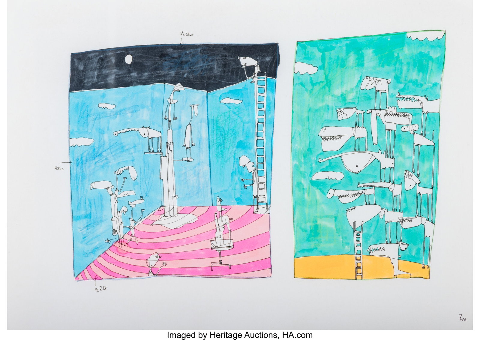 Rafa Macarrón (b. 1981) Untitled Ink, marker, a (1 of 2)