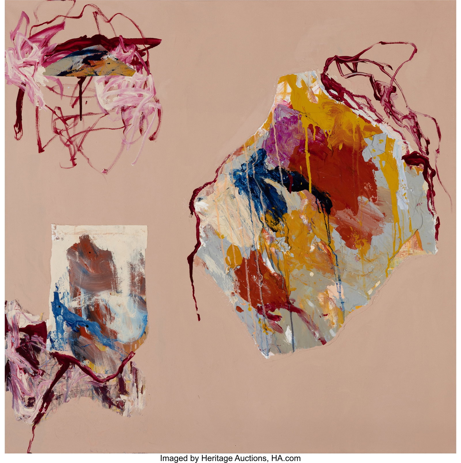 A'Driane Nieves (b. 1982) Albuquerque in October: A'Driane Nieves (b. 1982) Albuquerque in October, 2021 Acrylic with collage on linen 40 x 40 inches (101.6 x 101.6 cm) Signed, dated, and tit