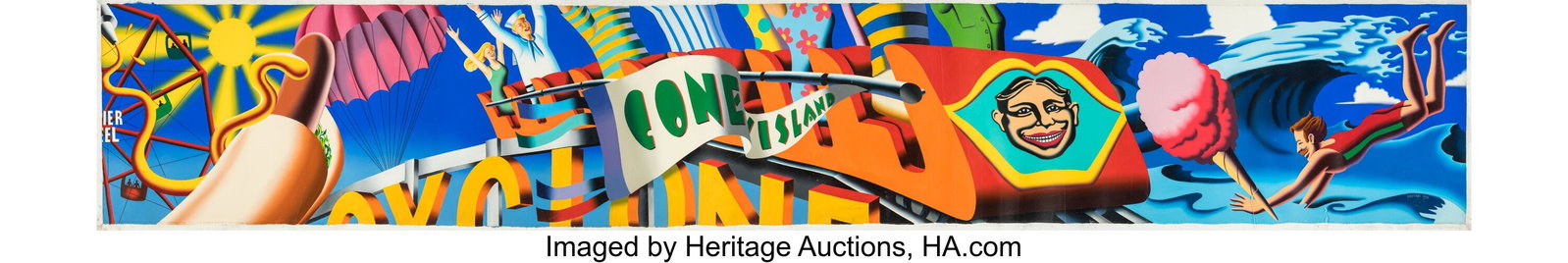Mark Kostabi (b. 1960) Coney Island, 1998 Oil on (1 of 2)