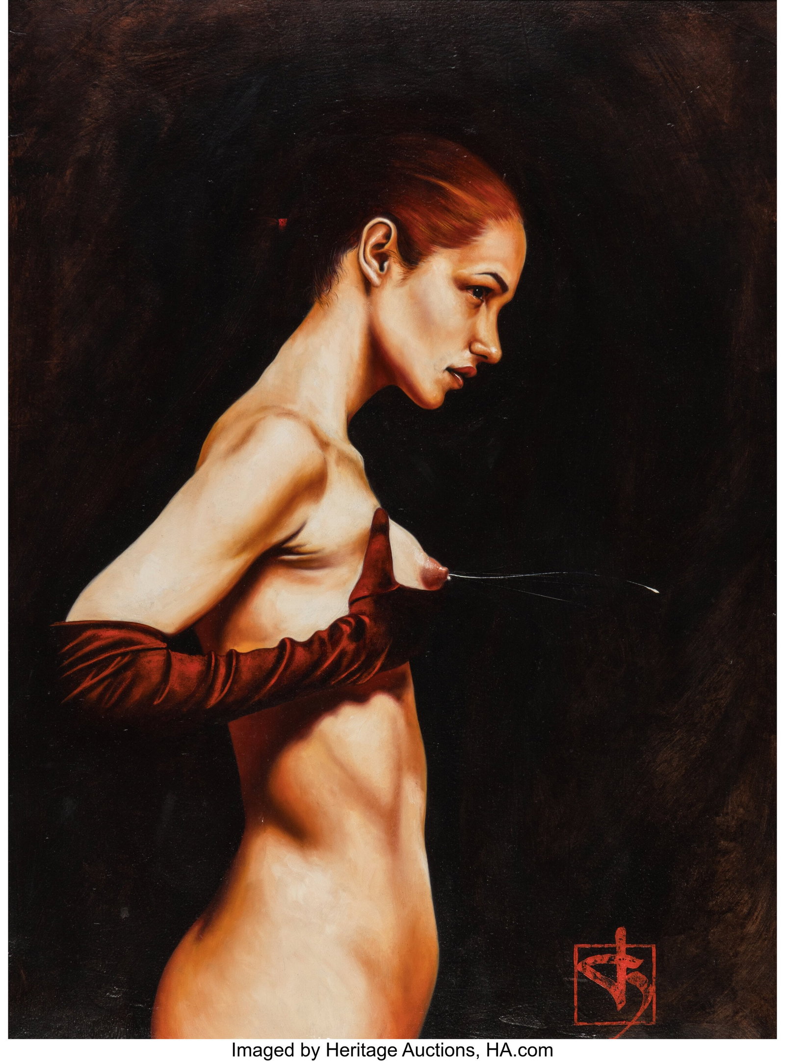 Saturno Buttò (b. 1957) Milk, 2002 Oil on panel: Saturno Buttò (b. 1957) Milk, 2002 Oil on panel 36-3/4 x 27-1/2 inches (93.3 x 69.8 cm) Signed with artist's monogram lower right: s