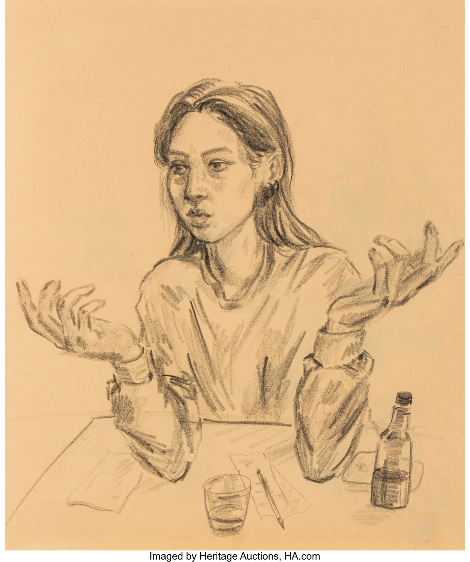 Chloe Wise (b. 1990) Untitled Graphite on tan pa (1 of 2)