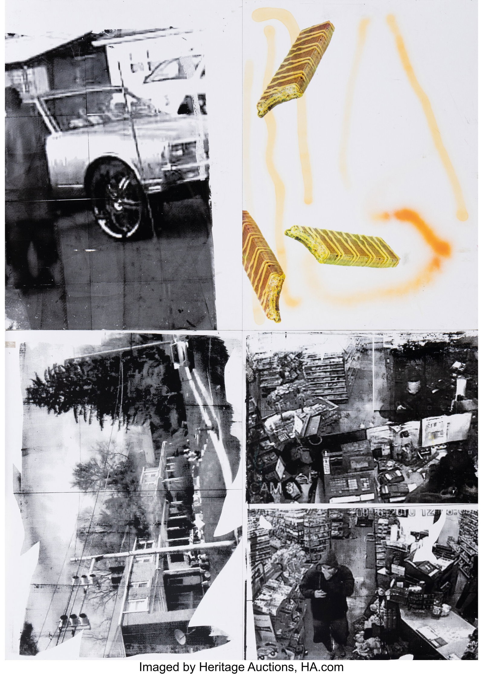 Leo Gabin (20th Century) Out of Nowhere (polypty: Leo Gabin (20th Century) Out of Nowhere (polyptych), 2013 Spray paint, screenprint, and offset lithography on foam board 78-3/4 x 56-3/4 inches (200&