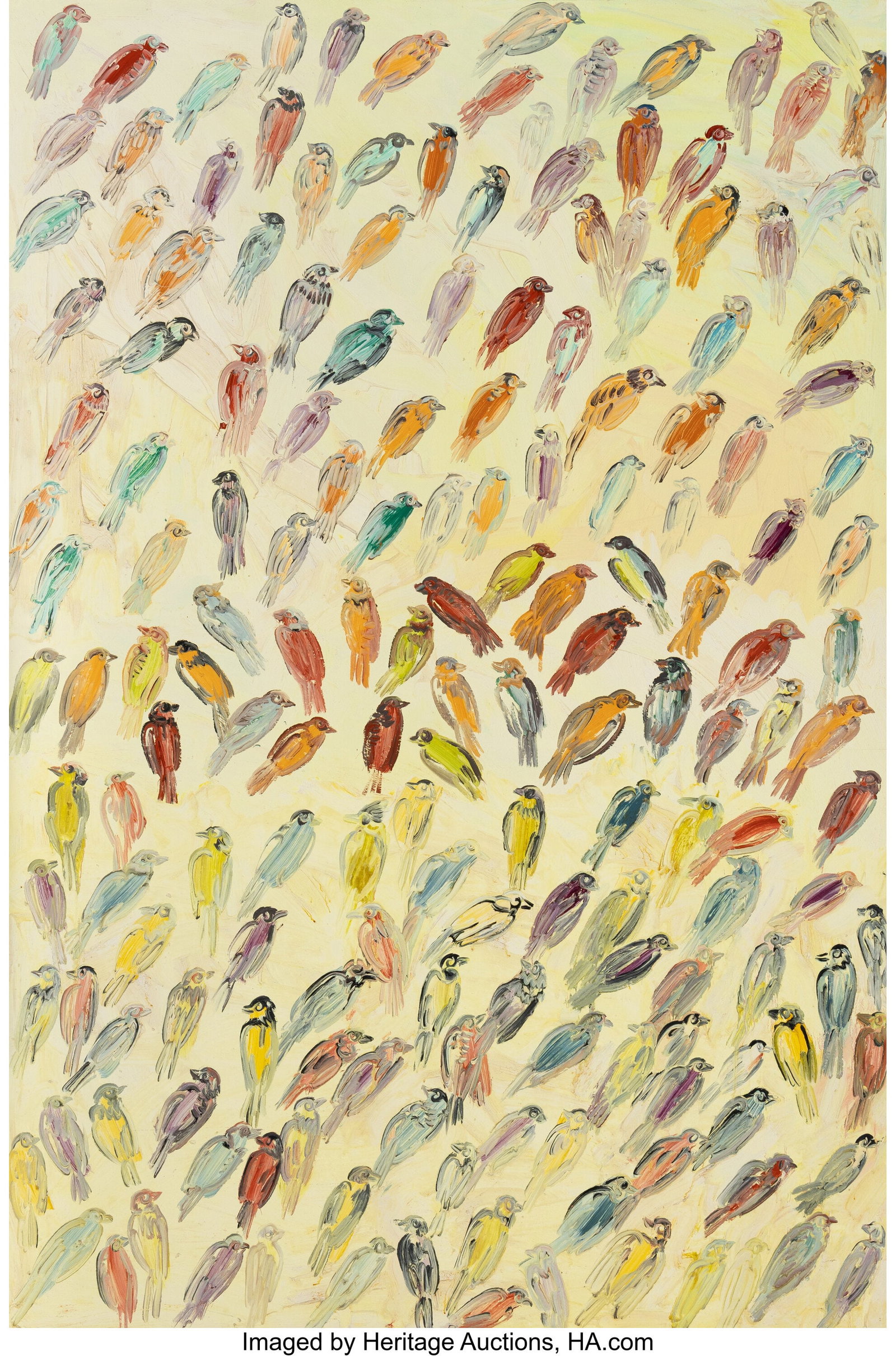 Hunt Slonem (b. 1951) Finches 51, 1996 Oil on ca (1 of 3)