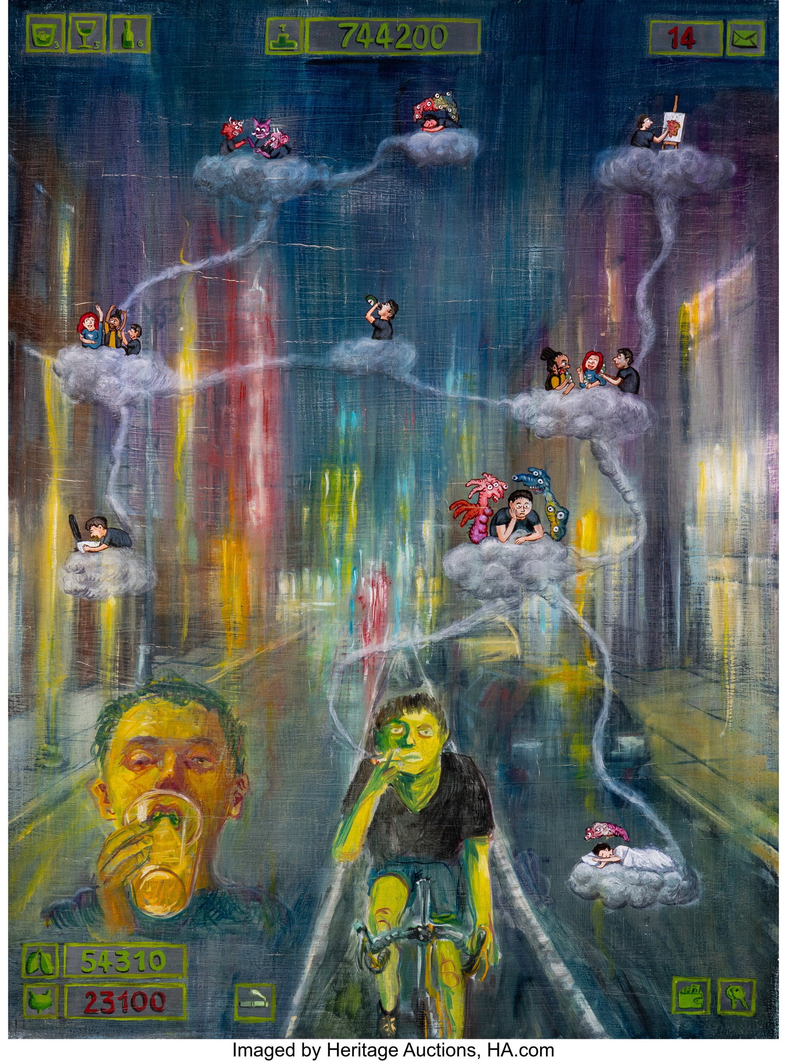 Stipan Tadić (b. 1986) Drunk Biking, 2022 Oil o (1 of 3)