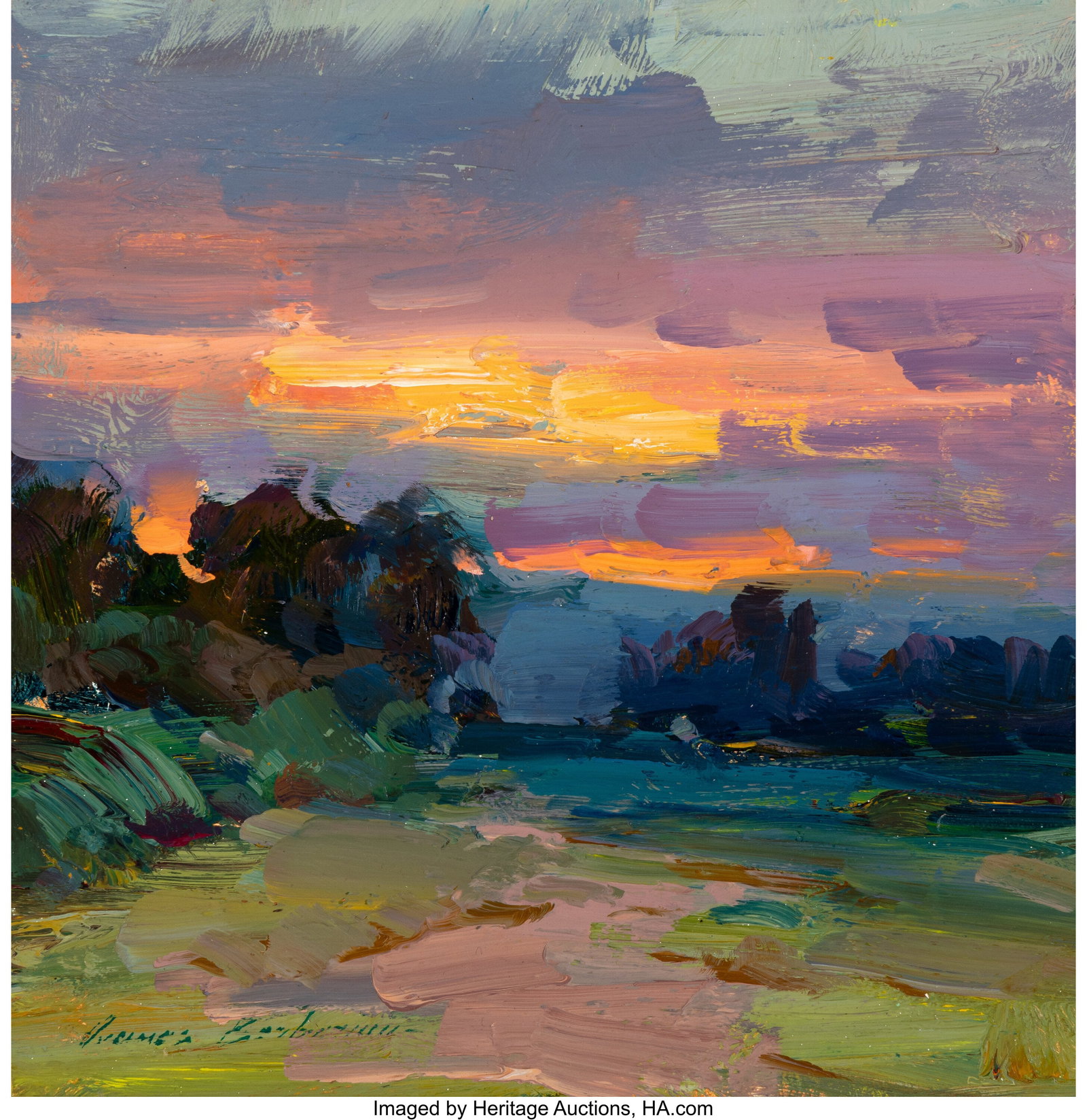 Ovanes Berberian (b. 1951) Sunset Oil on panel 7: Ovanes Berberian (b. 1951) Sunset Oil on panel 7-1/2 x 7-1/2 inches (19.1 x 19.1 cm) Signed lower left: Ovanes Berberian PROVENANCE: Privat