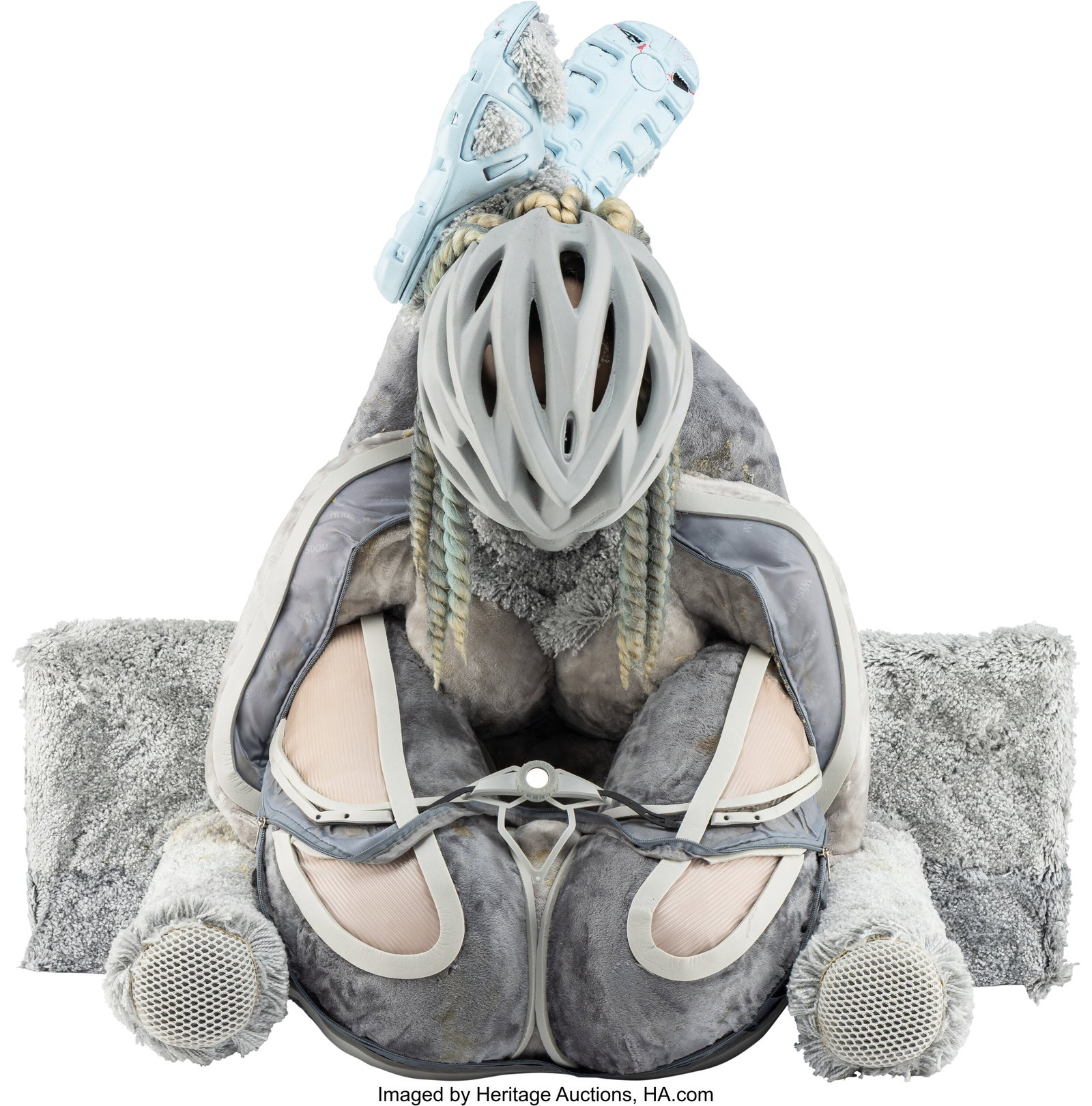 Anna Uddenberg (b. 1982) Cozy Clamp #2, 2017 Pol: Anna Uddenberg (b. 1982) Cozy Clamp #2, 2017 Polyurethane foam, wood, steel, carpet, vinyl string, cozy fabric, bike helmet, synthe