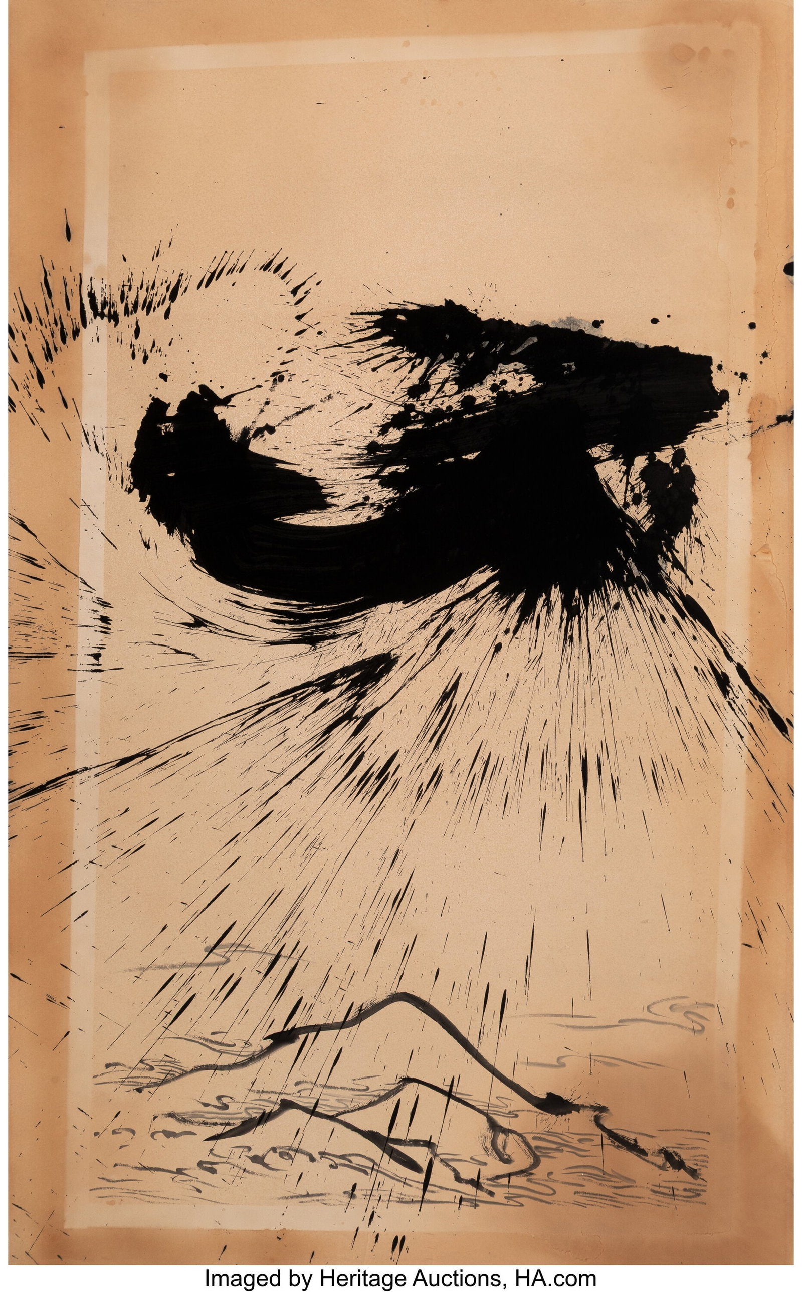 Qin Feng (b. 1961) Desire Scenery 006 Ink, coffe: Qin Feng (b. 1961) Desire Scenery 006 Ink, coffee, and tea on paper 78 x 48 inches (198.1 x 121.9 cm) (sheet) PROVENANCE: Ethan Coh