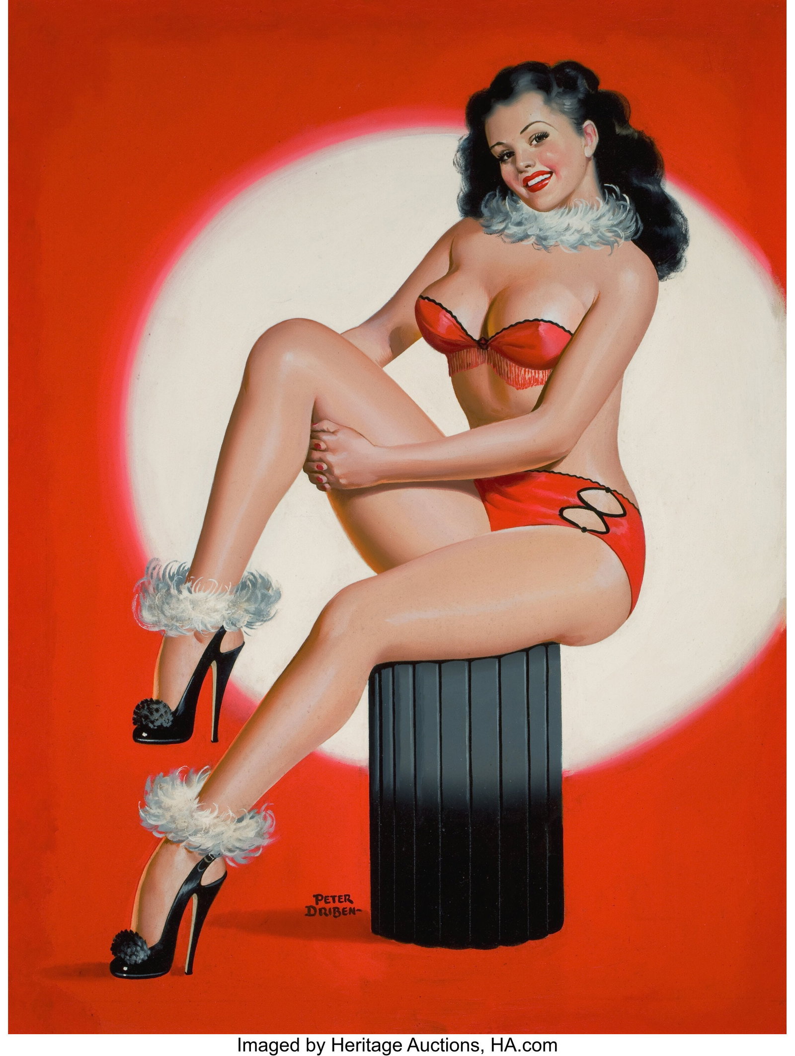 Peter Driben (American, 1902-1968) Sitting Prett: Peter Driben (American, 1902-1968) Sitting Pretty, Titter pulp magazine cover, October 1947 Acrylic on board 35 x 26-1/2 inches (88.9 x 67.3 cm)
