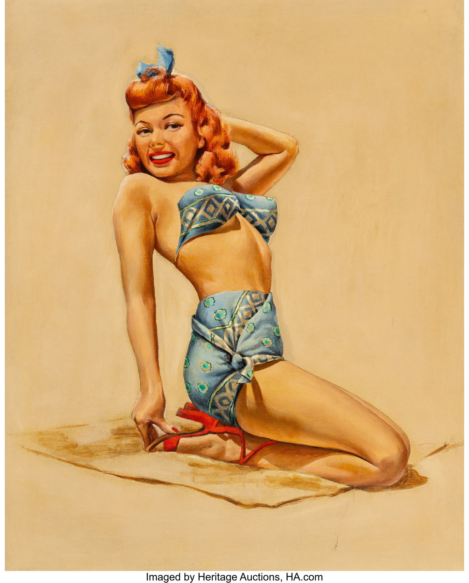 American Artist (20th Century) Redhead at the Be: American Artist (20th Century) Redhead at the Beach, 1941 Oil on canvas 30 x 24 inches (76.2 x 61.0 cm) Not signed HID03101062020 © 2026 Heritage Auctions 
