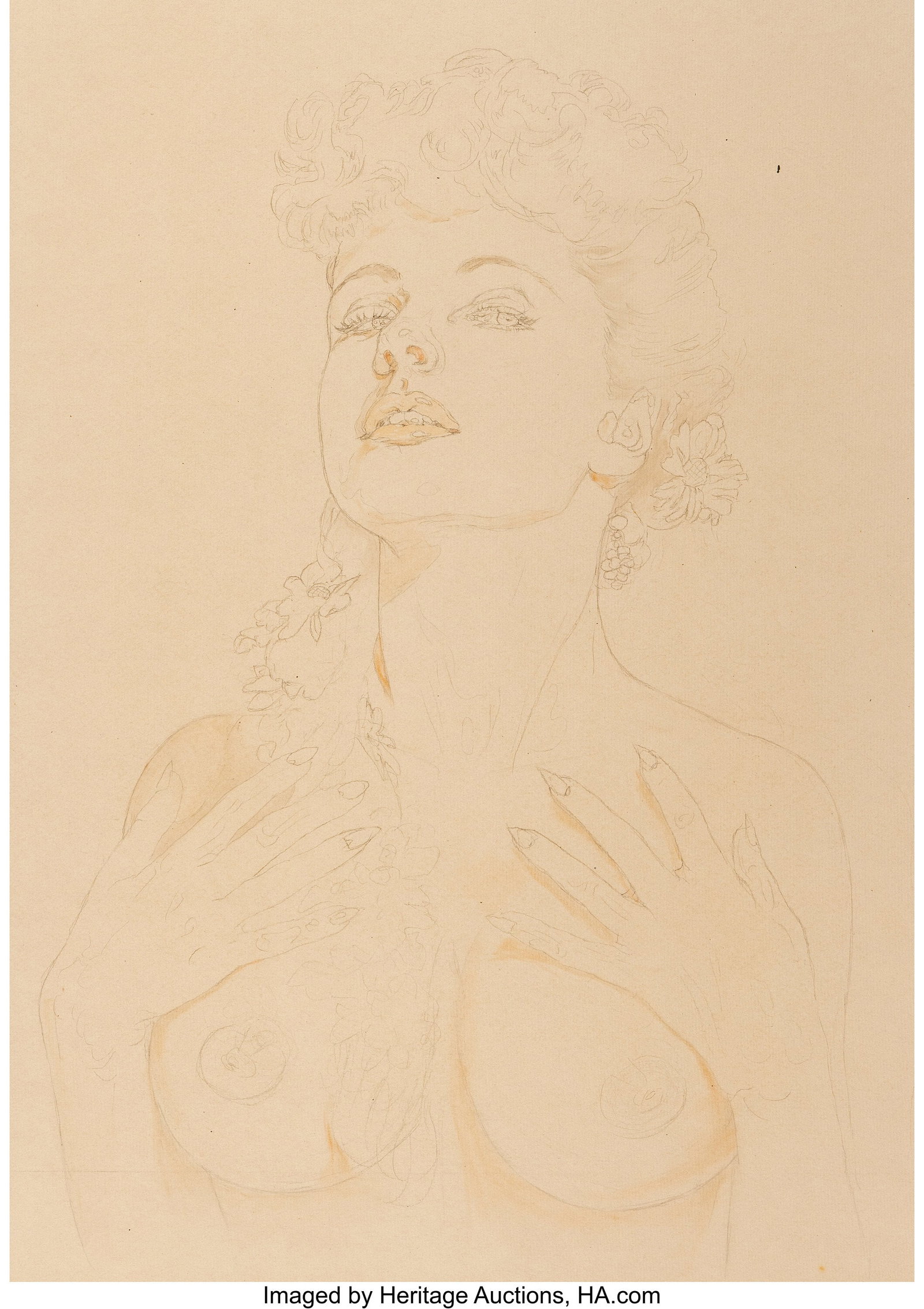 Alberto Vargas (Peruvian/American, 1896-1982) Da: Alberto Vargas (Peruvian/American, 1896-1982) Daisies in Her Hair Pencil and watercolor on paper 25-1/2 x 20 inches (64.8 x 50.8 cm) (sheet) N