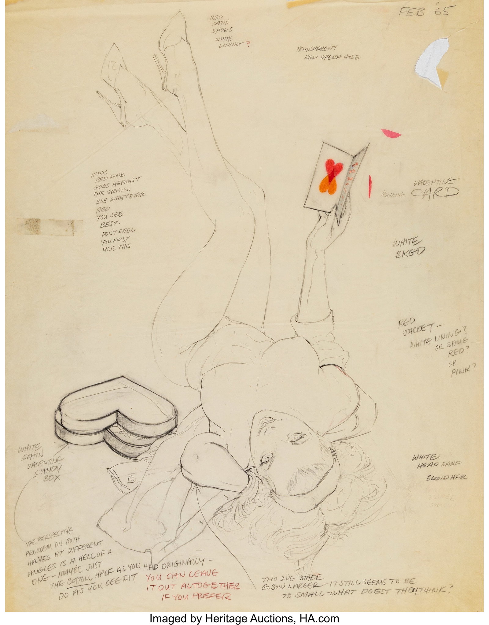 Alberto Vargas (Peruvian/American, 1896-1982) Ho: Alberto Vargas (Peruvian/American, 1896-1982) How Thoughtful of Him, Playboy interior study, February 1965 Pencil and watercolor on tracing paper 23-3/4 x 18-3/
