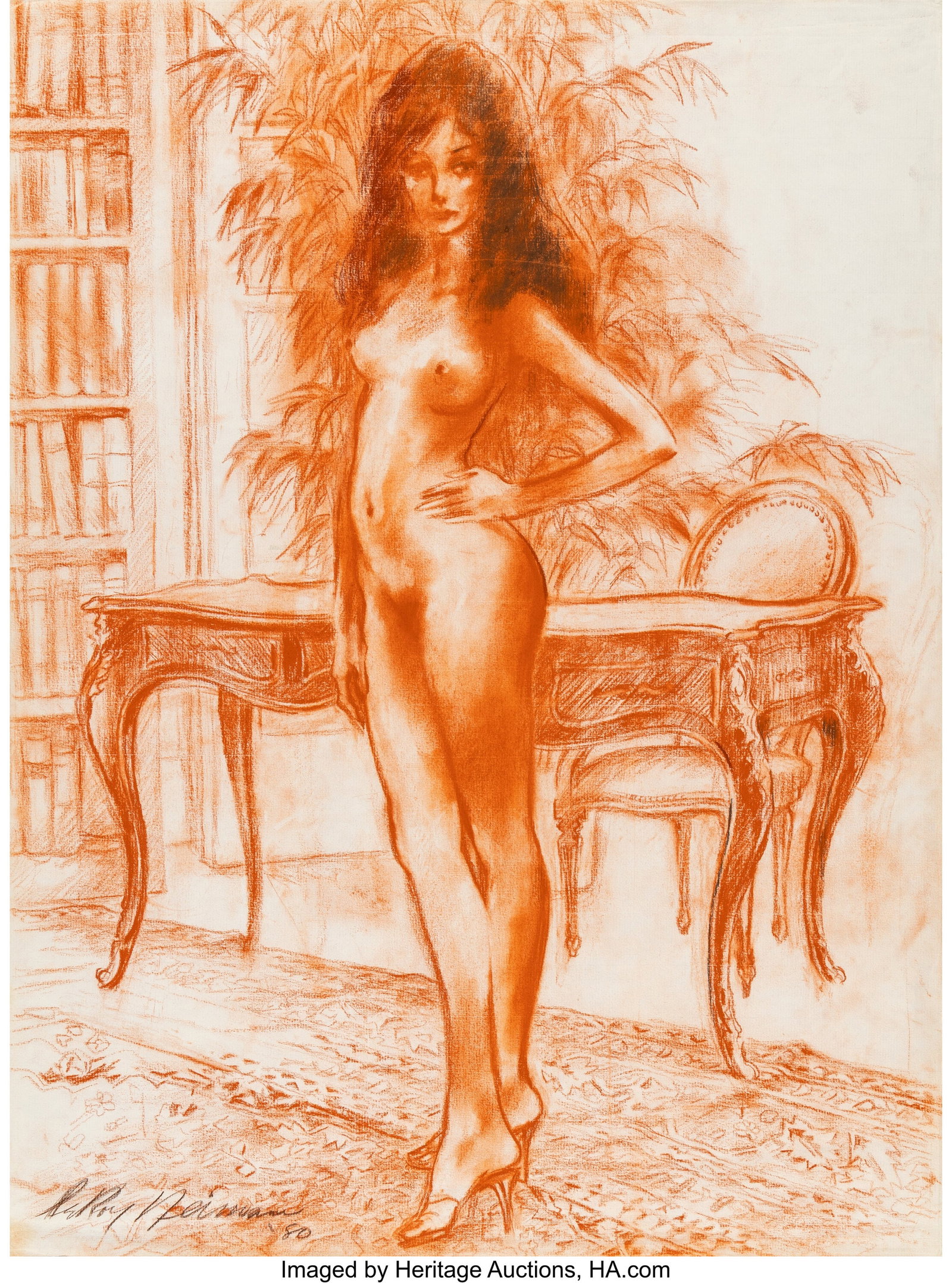 LeRoy Neiman (American, 1921-2012) Playboy Playm: LeRoy Neiman (American, 1921-2012) Playboy Playmate Ellen Michaels, 1980 Pastel and charcoal on paper 24 x 18 inches (61.0 x 45.7 cm) (sheet) Si