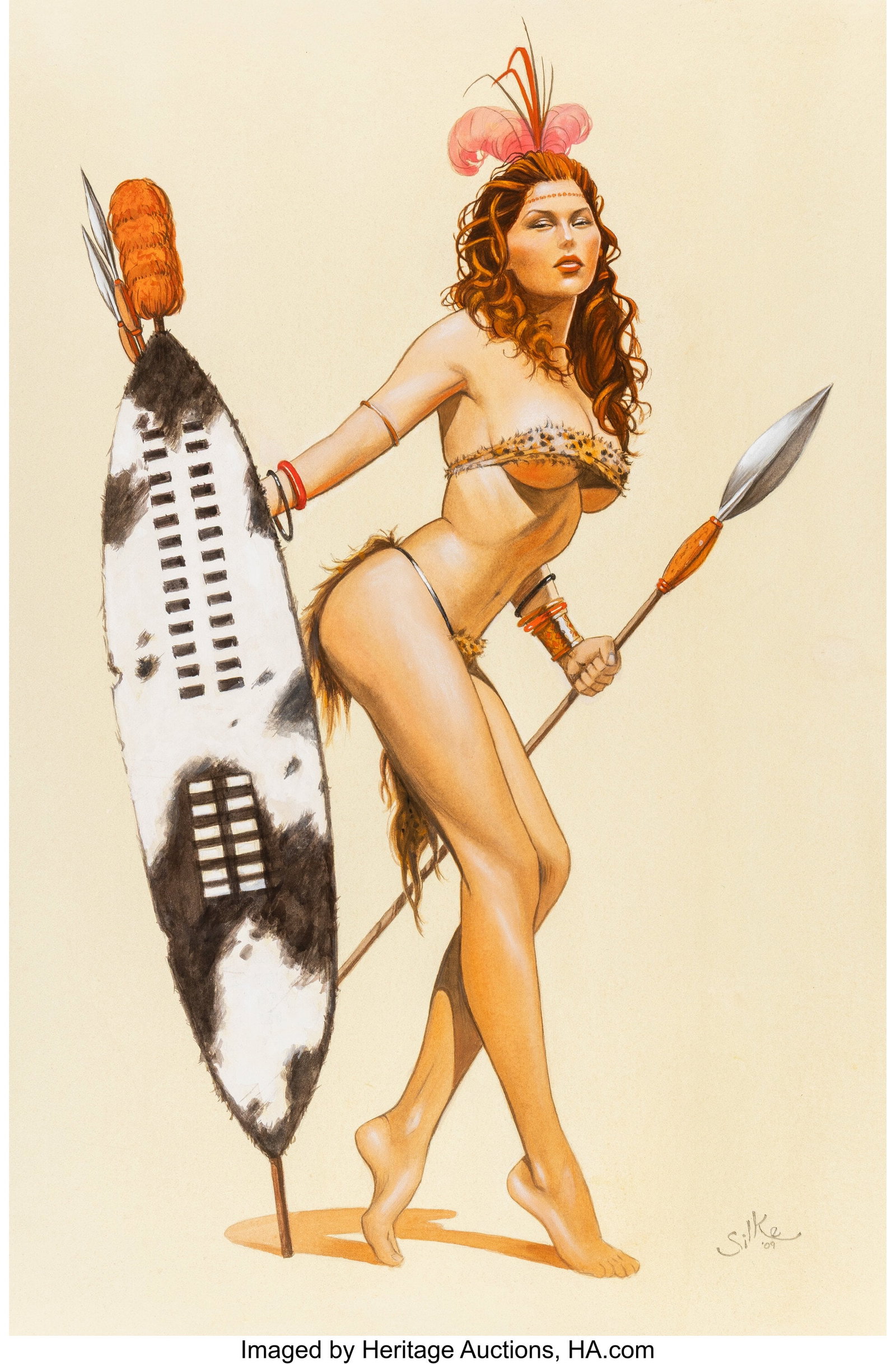 Jim Silke (American, 1931-2025) Jungle Girls boo: Jim Silke (American, 1931-2025) Jungle Girls book interior, 2010 Mixed media on paper 22 x 14-3/4 inches (55.9 x 37.5 cm) (sheet) Signed and