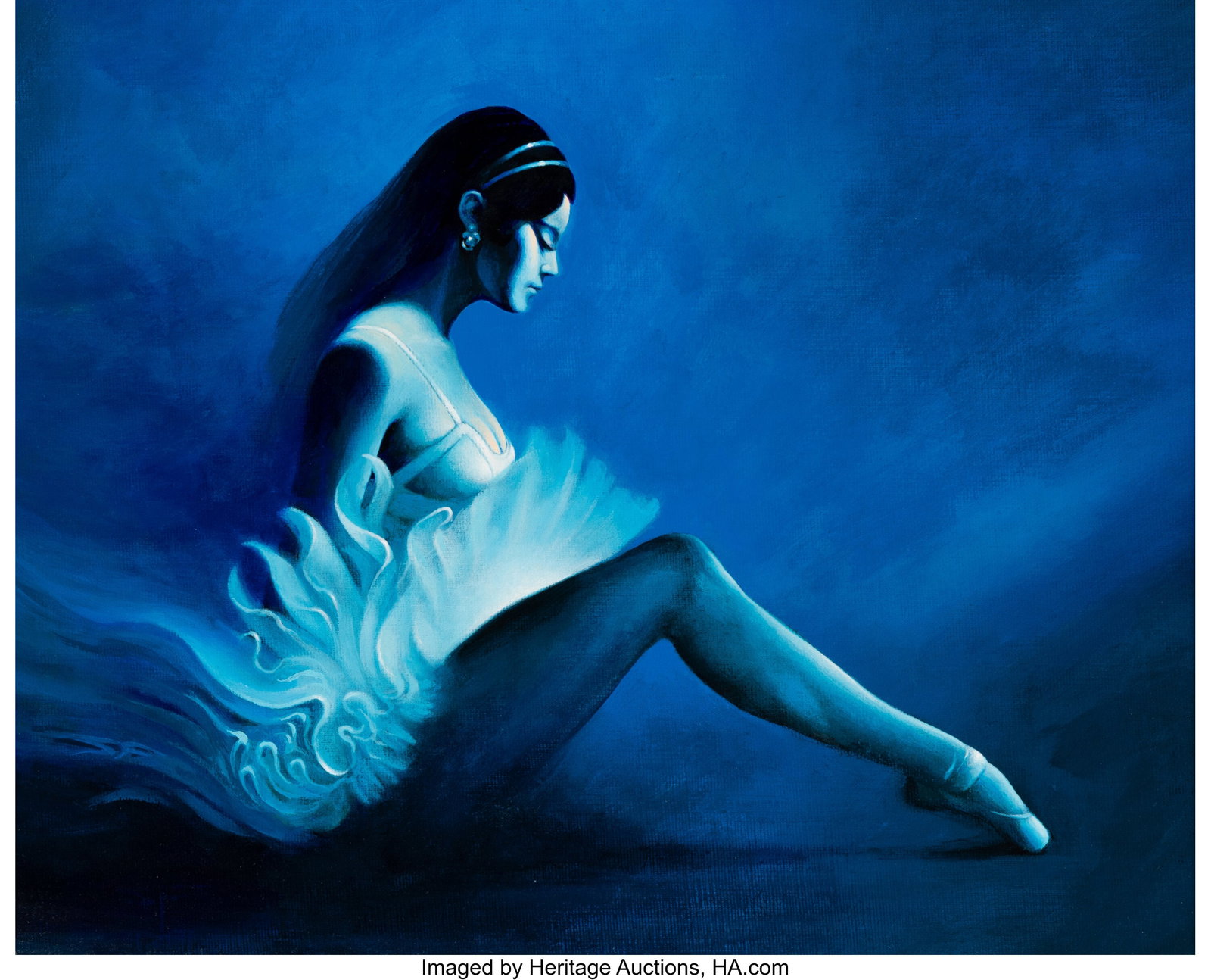 Stephen Fabian (American, 1930-2025) Ballerina, : Stephen Fabian (American, 1930-2025) Ballerina, 1985 Acrylic on canvas board 11 x 14 inches (27.9 x 35.6 cm) Initialed lower left: SF Signed, 