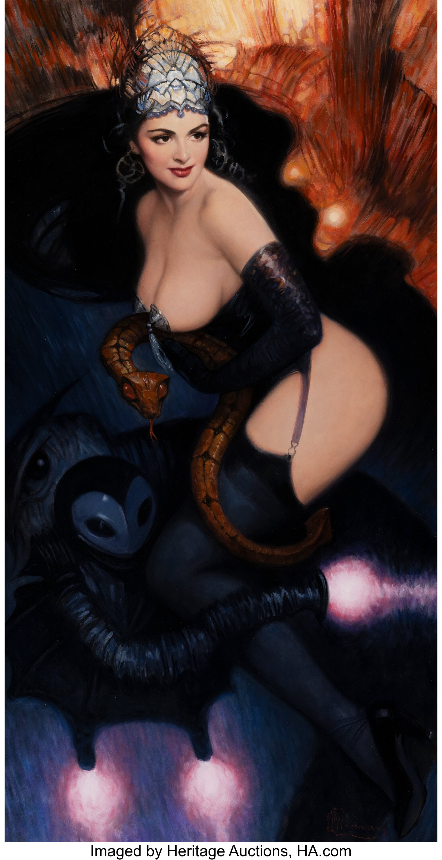 Richard Williams (American, 20th Century) Venom : Richard Williams (American, 20th Century) Venom and Velvet, 2018 Oil on canvas 58 x 30 inches (147.3 x 76.2 cm) Signed and dated lower right: RW &so