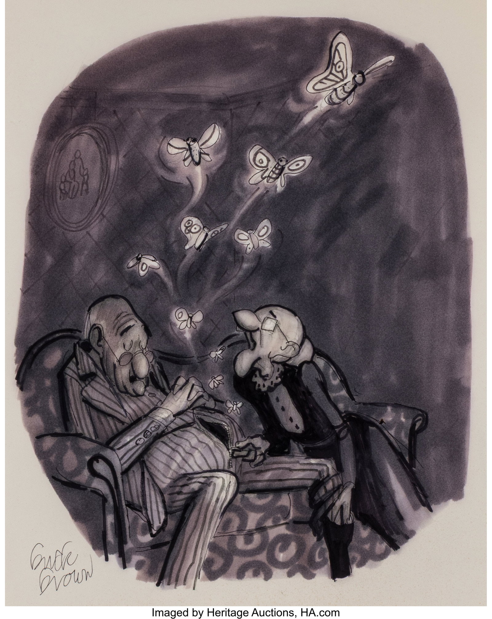 Buck Brown (American, 1936-2007) Naughty Granny : Buck Brown (American, 1936-2007) Naughty Granny cartoon Ink and wash on paper 11 x 8-1/2 inches (27.9 x 21.6 cm) (sheet) Signed lower left: 